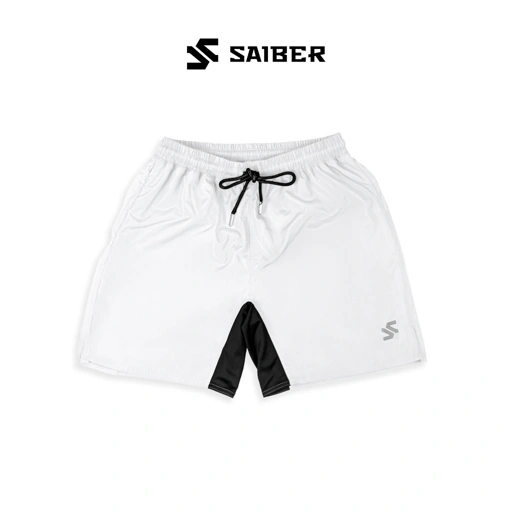 Image of Saiber - Sportswear Basic Short Celana Pendek Olah Raga Dry Fit Lari Running Gym Warna Putih