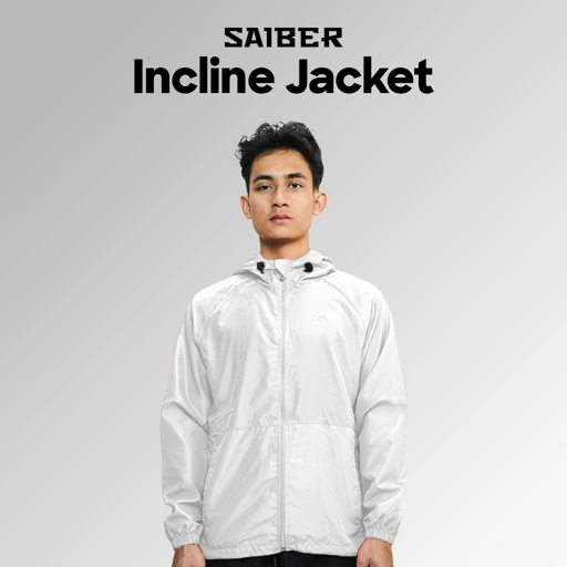 Image of Saiber - Jaket Running Incline Windbreaker UV Protection Quick Dry Unisex Foldable - Putih