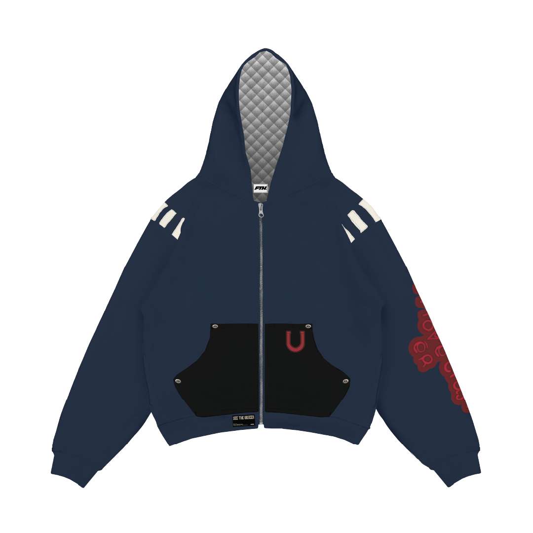 Faith Industries "Dark Determination" Pullover Hoodie Zipp Navy