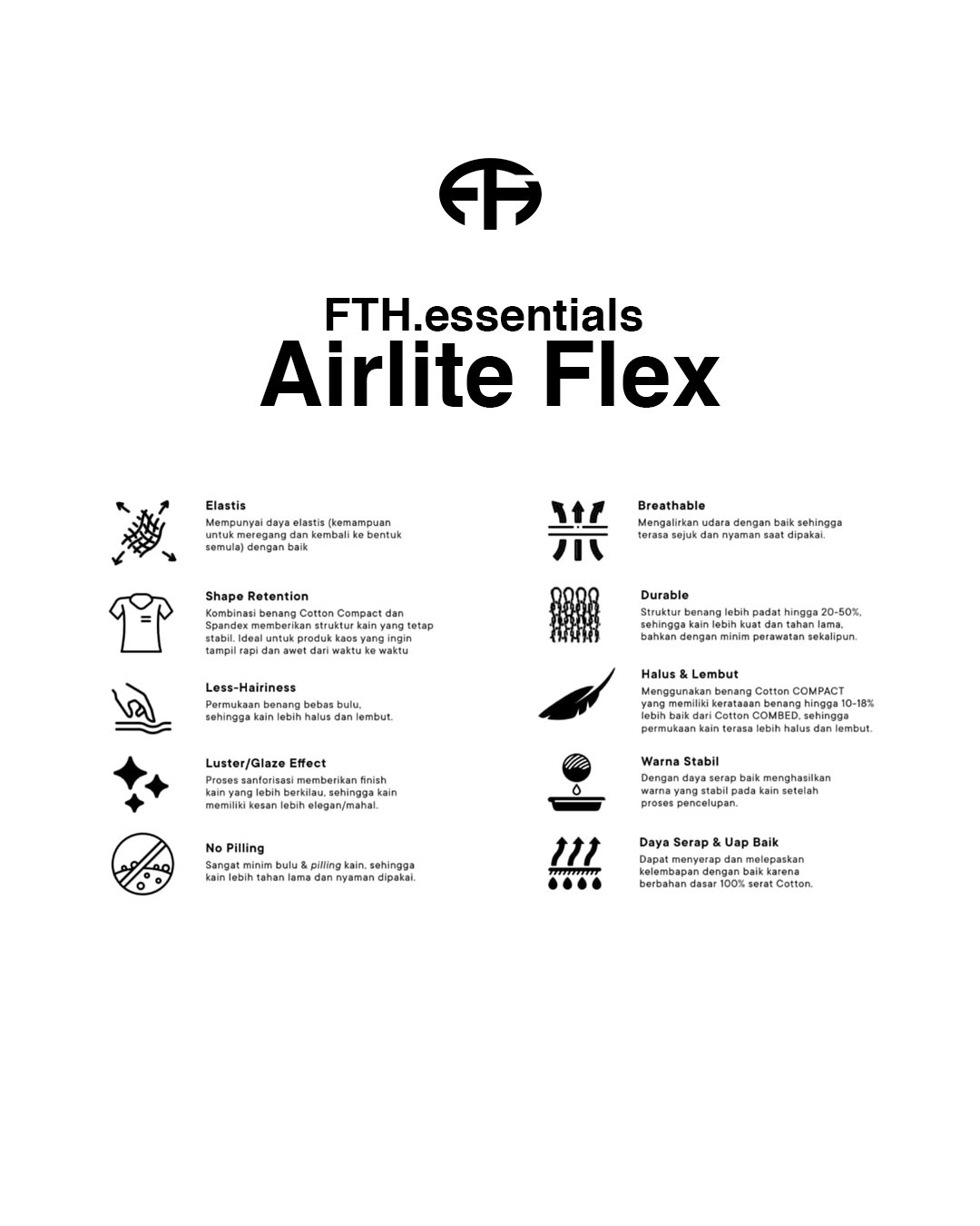FTHBasic Airlite Flex - Kaos active stretch Polos oversize - Kaos polos active stretch oversize pria