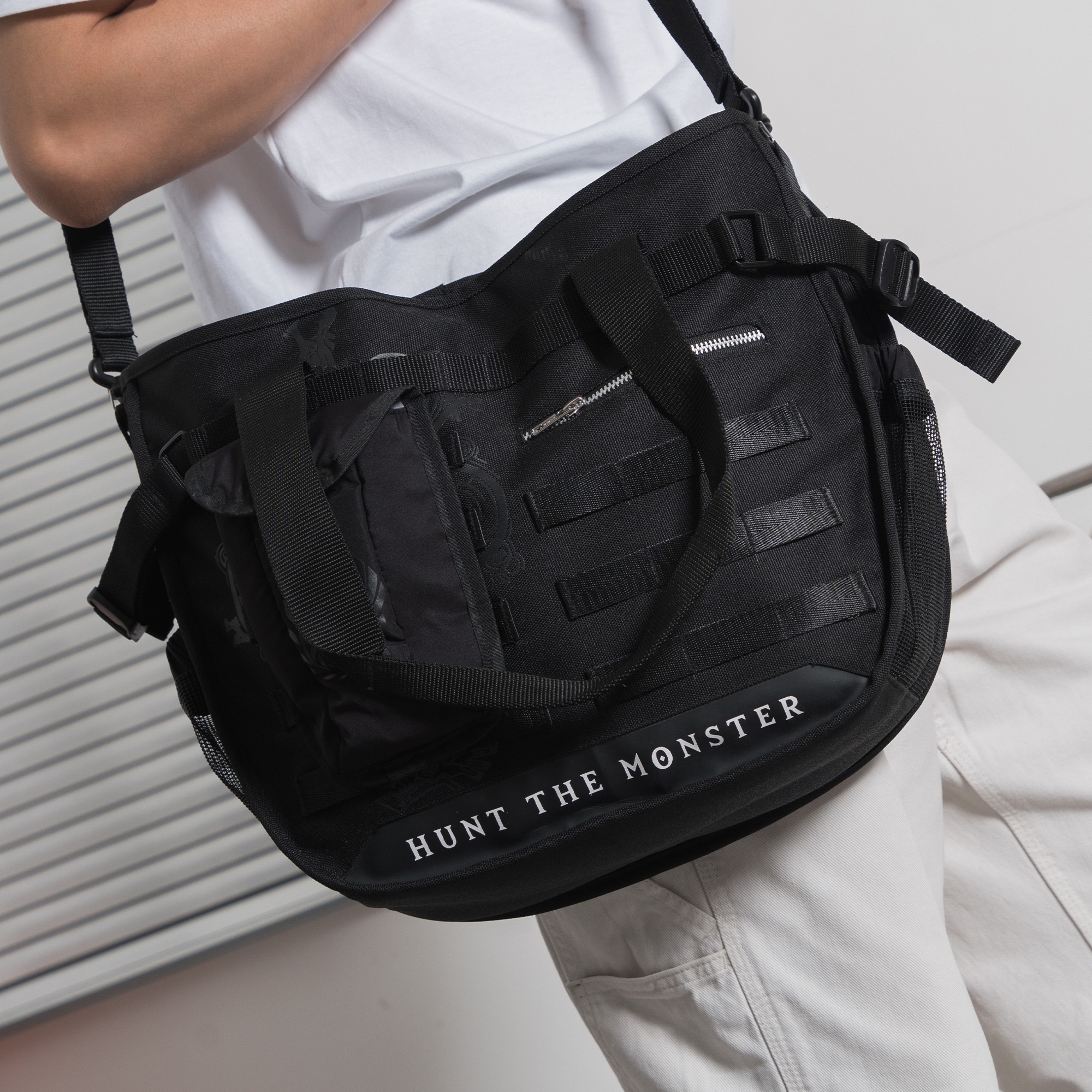 Faith Industries "MH Wilds Armor" Wash Black Totebag