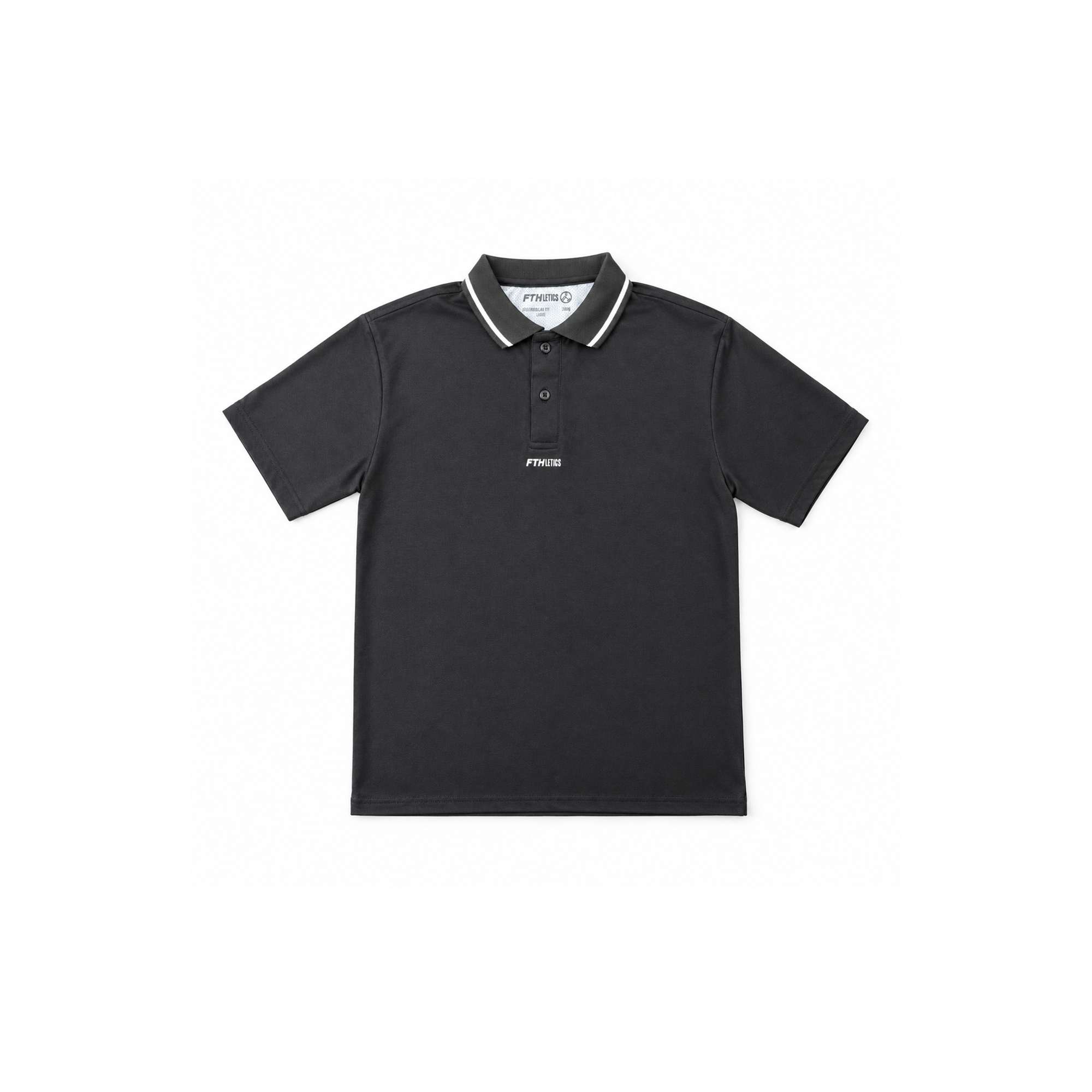FTHLETICS Crest Polo - Polo Jersey - Polo Olahraga - Sports Polo - Black