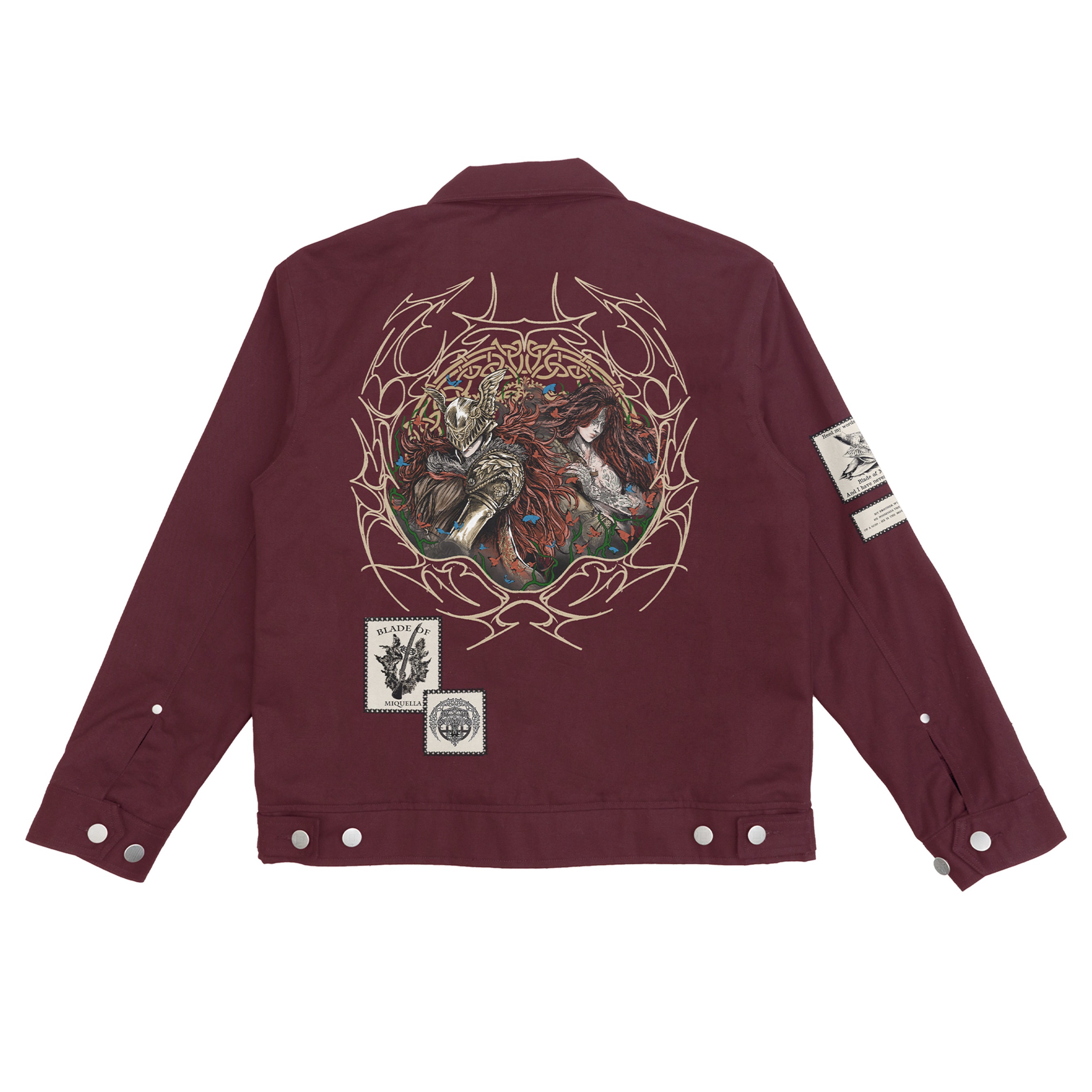 Faith Industries "Scarlet Bloom" Maroon Reversible Work Jacket