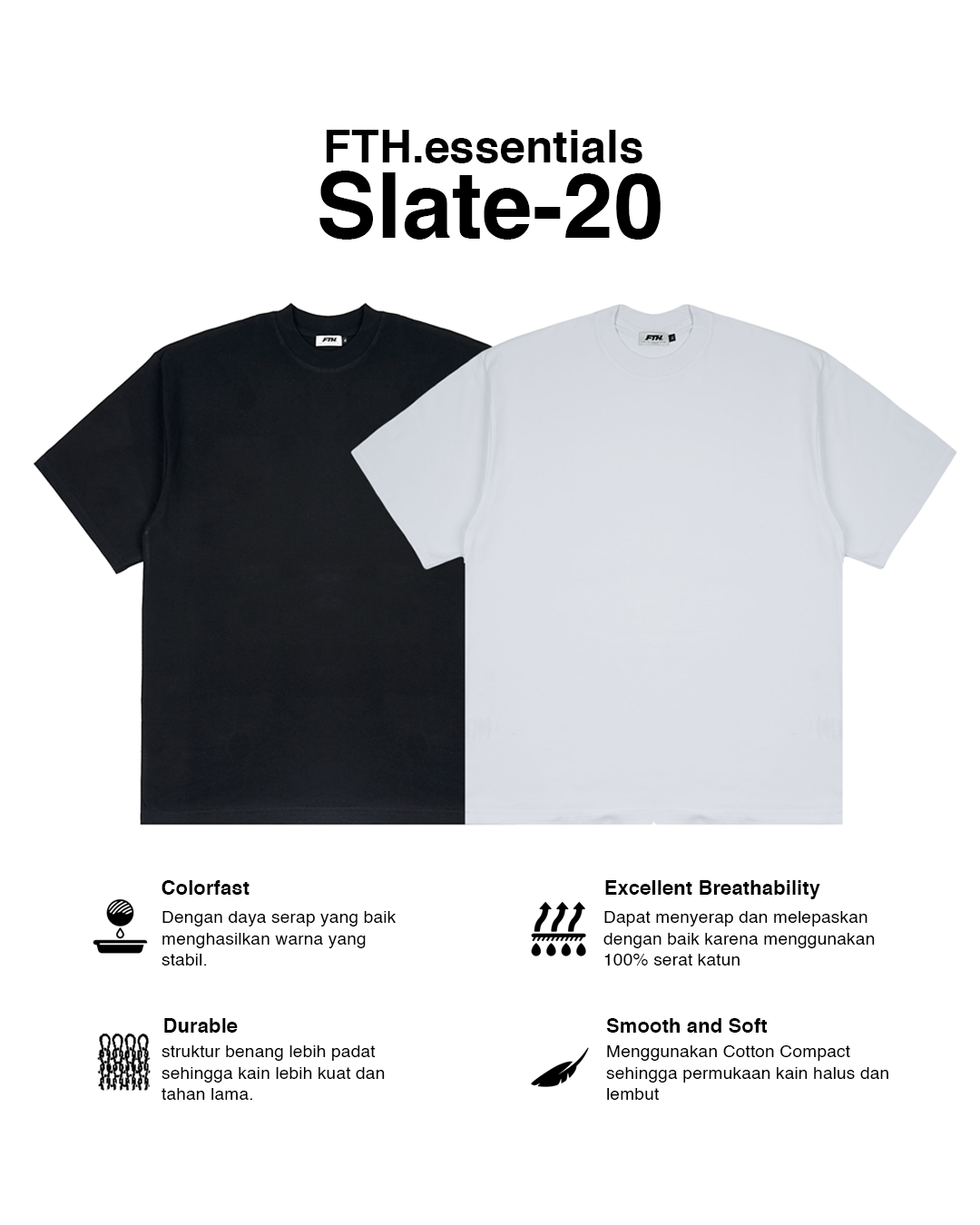 FTHBasic Slate 20 - Kaos oversize Polos Cotton Compact 20s - Kaos oversize Polos pria