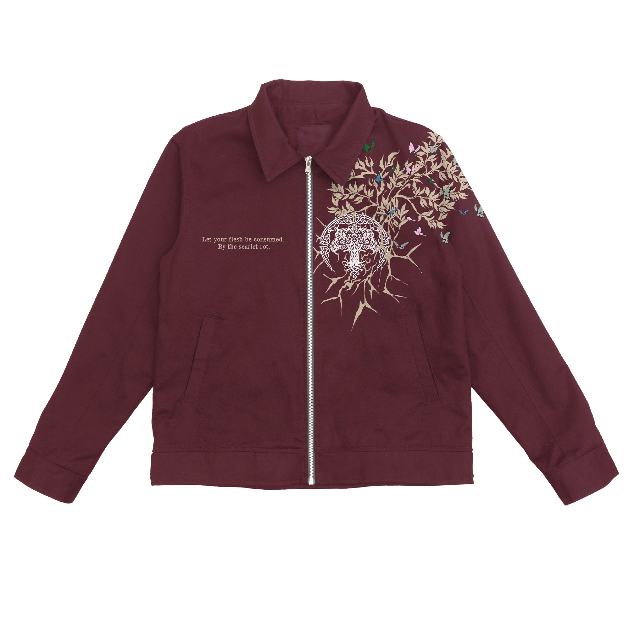 Faith Industries "Scarlet Bloom" Maroon Reversible Work Jacket