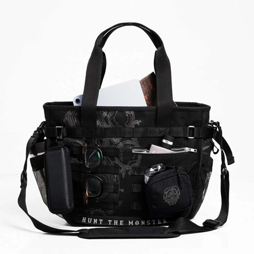Image of Faith Industries "MH Wilds Armor" Wash Black Totebag