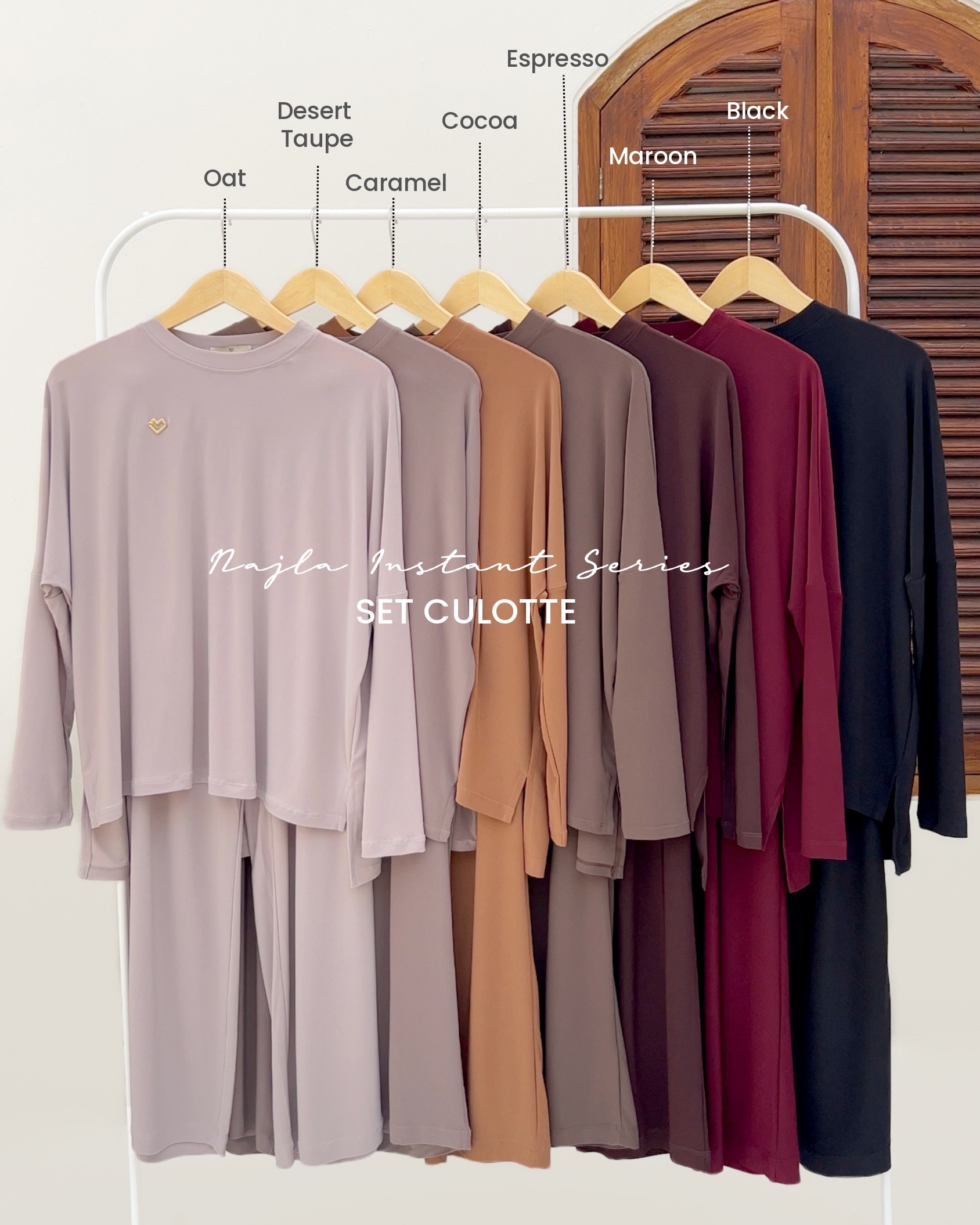 Najla Instant Series - Set Batwing Blouse, Culotte, and Skirt 