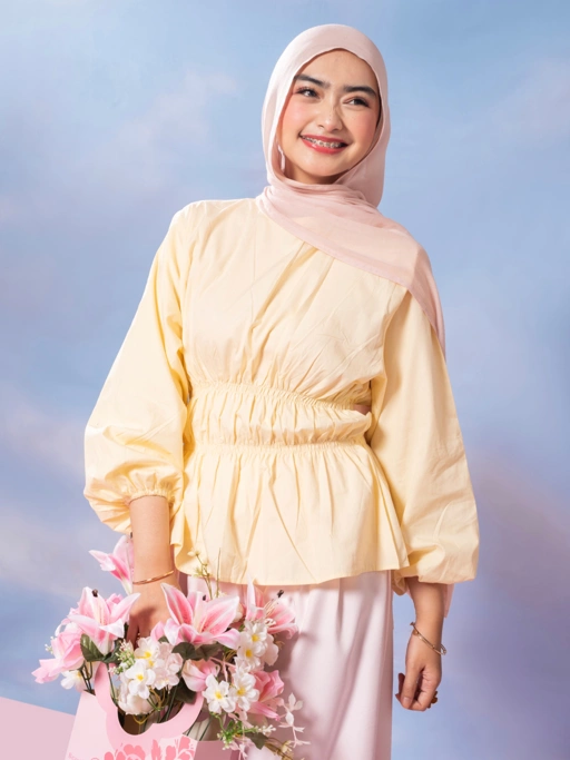 Image of MYMINOLS - Talia Smocked Blouse | Blouse Smock Wanita Elegant Premium