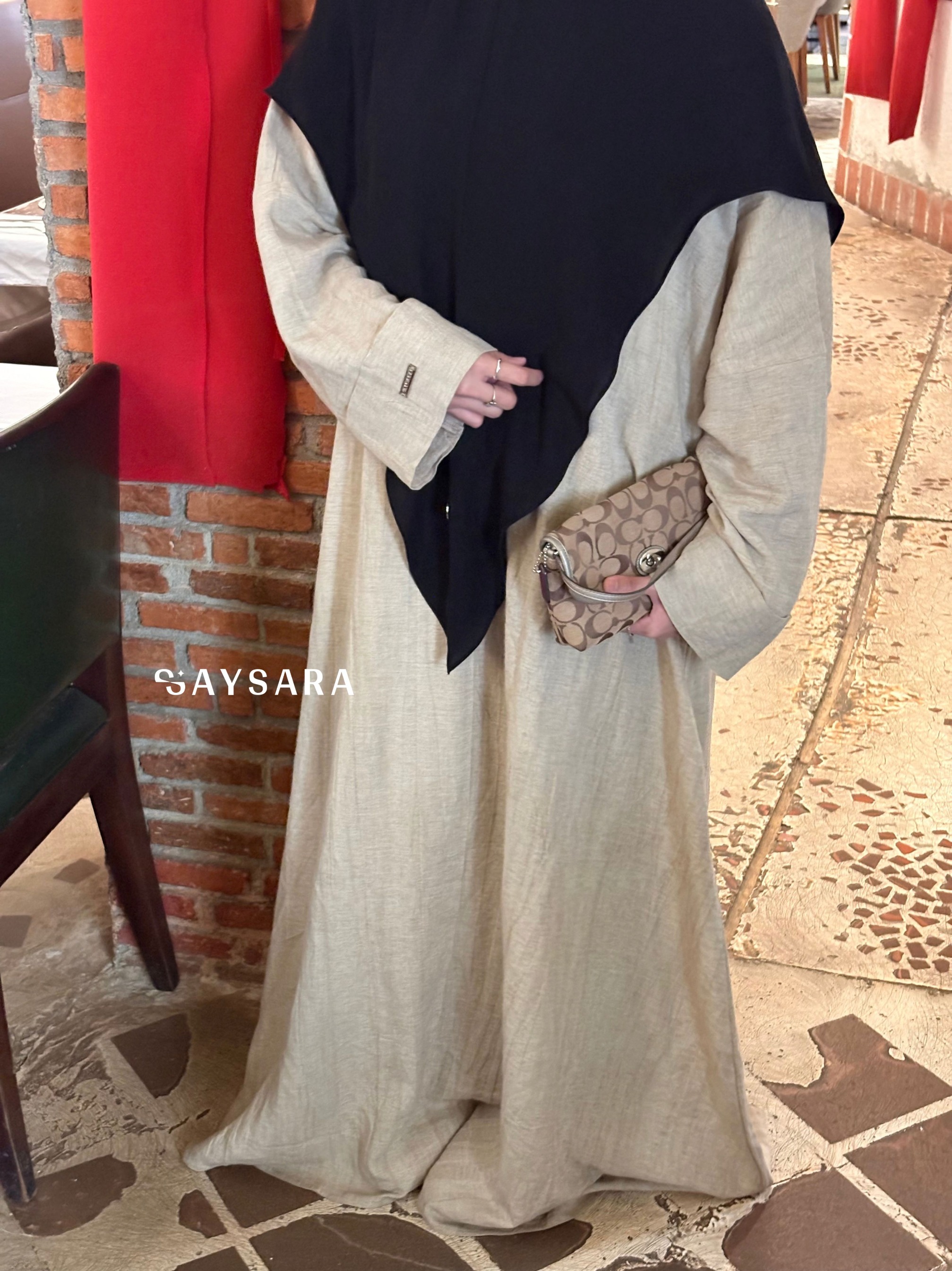 SAYSARA - Kaia Abaya Made From Linen Tie Dye Premium