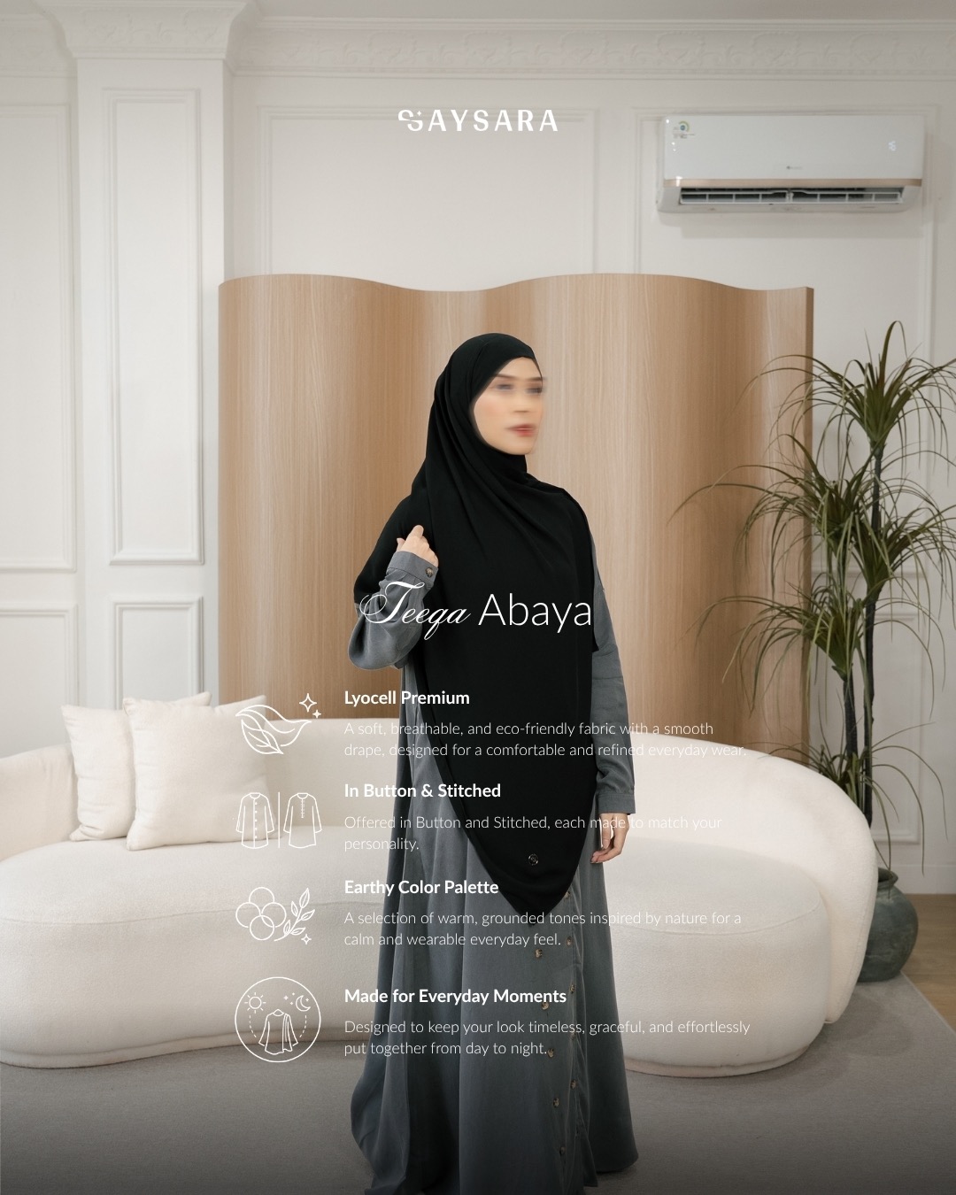 SAYSARA - Teeqa Abaya Made From Lyocell Premium