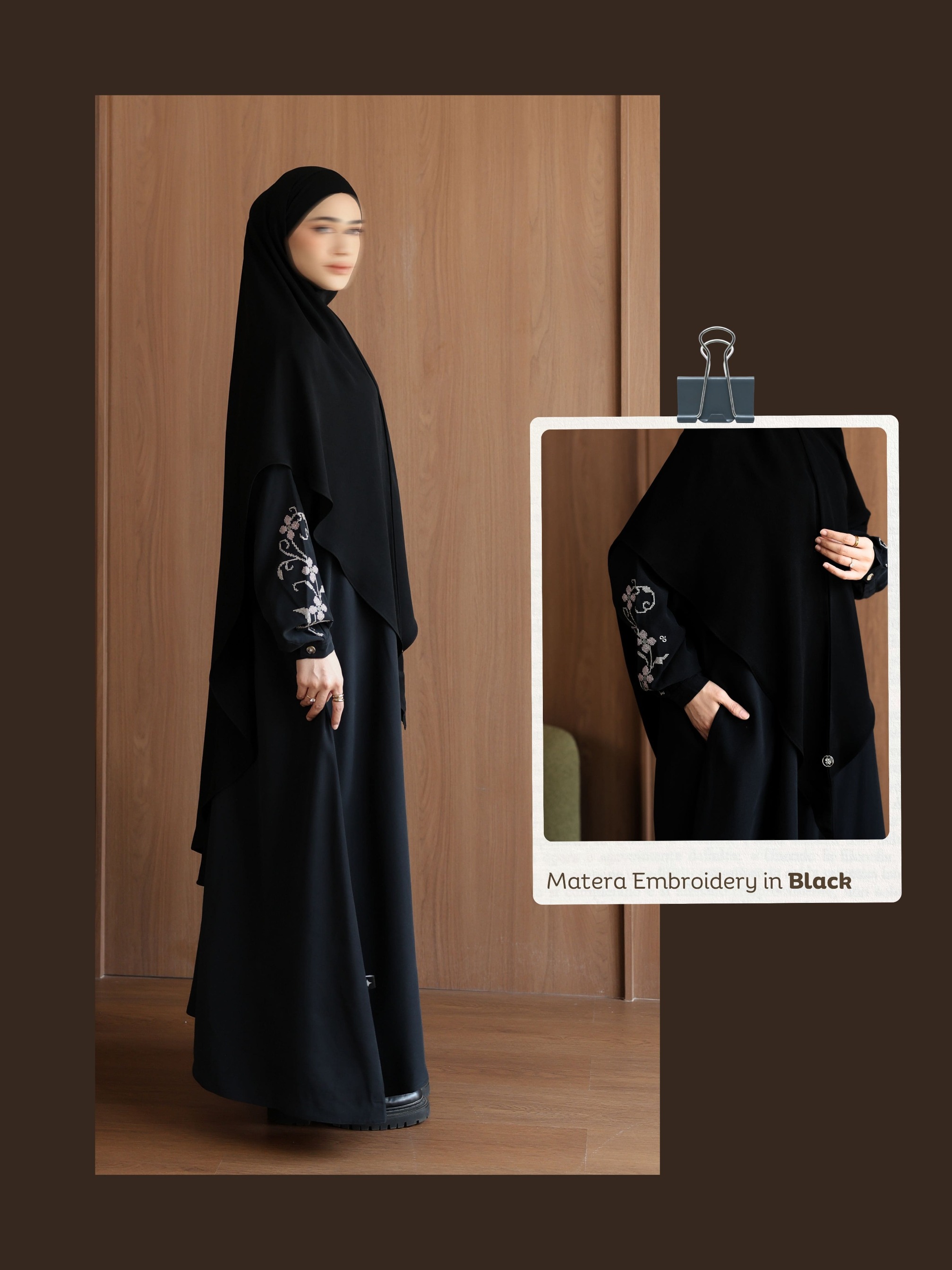 SAYSARA - Matera Embroidery Abaya Tencel Mix Cotton Premium