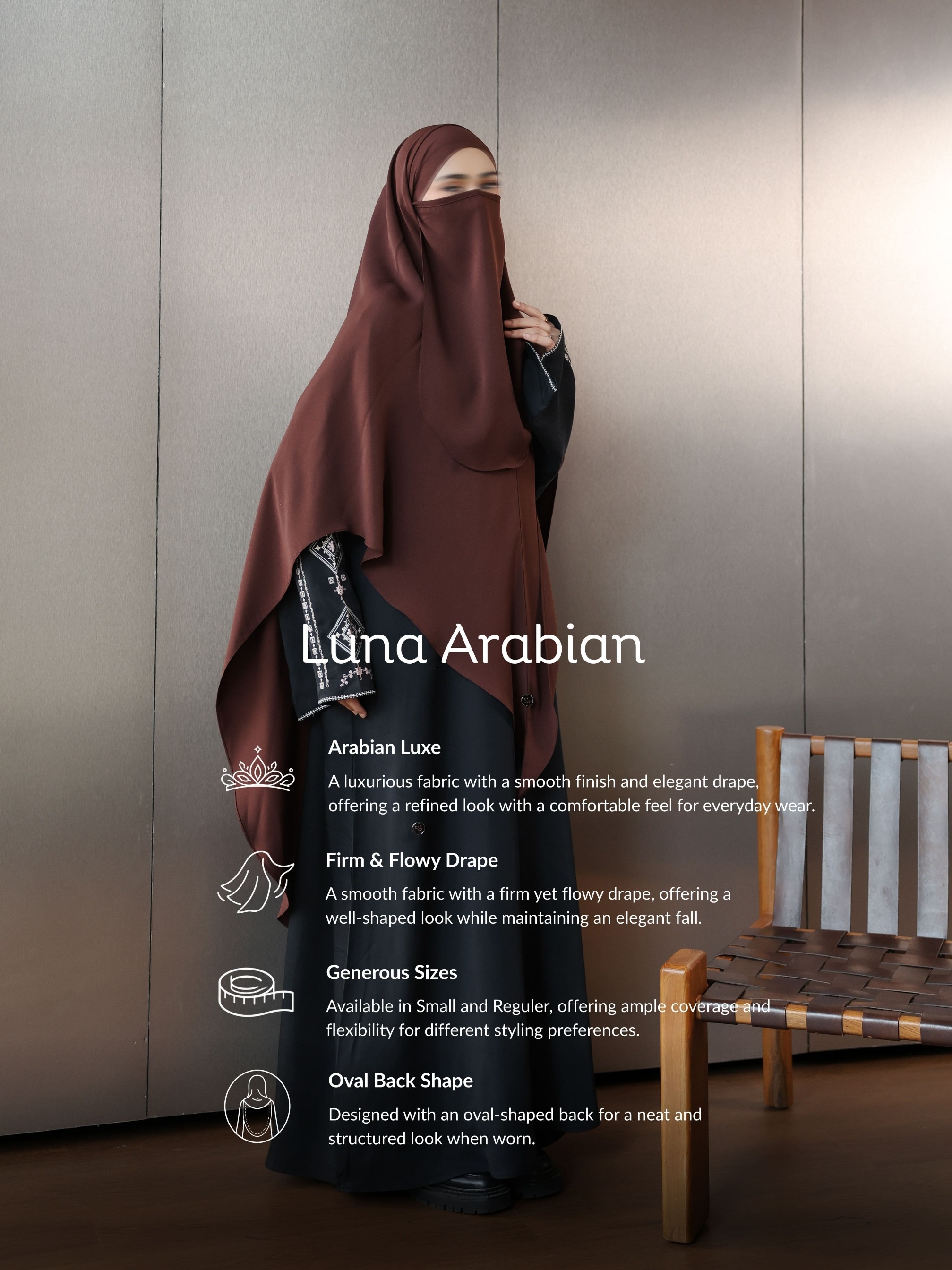 SAYSARA - Luna Arabian Hijab Khimar Bandana