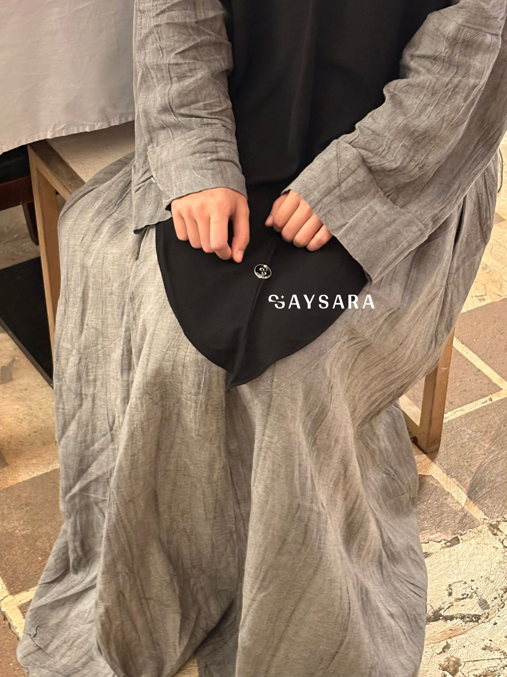 SAYSARA - Kaia Abaya Made From Linen Tie Dye Premium