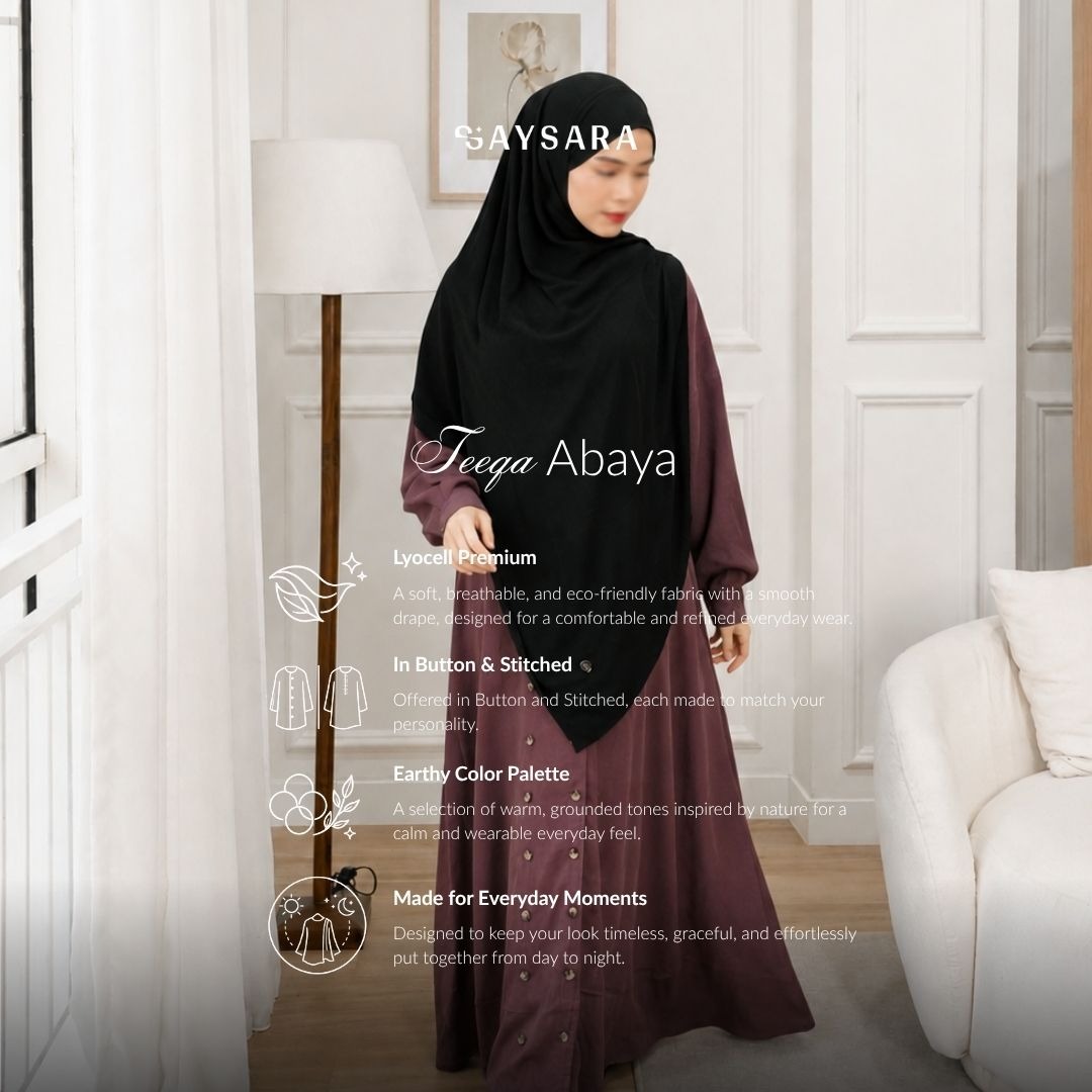 SAYSARA - Teeqa Abaya Button Made From Lyocell Premium