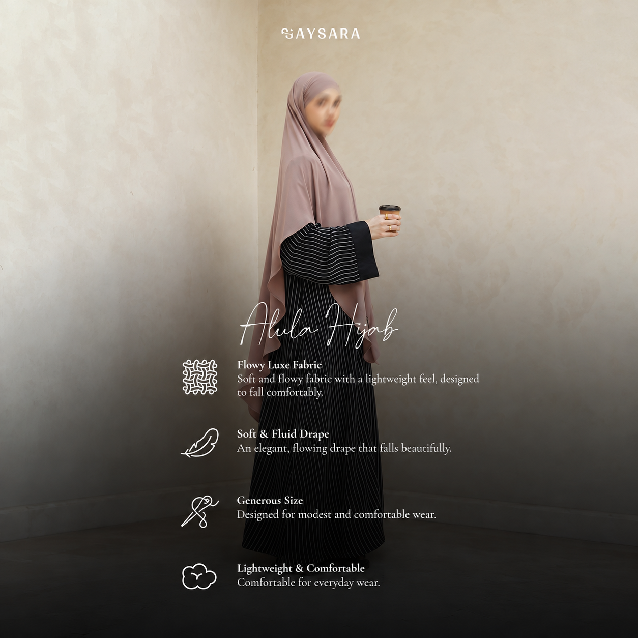 SAYSARA - Alula Hijab Made From Flowy Luxe Fabric