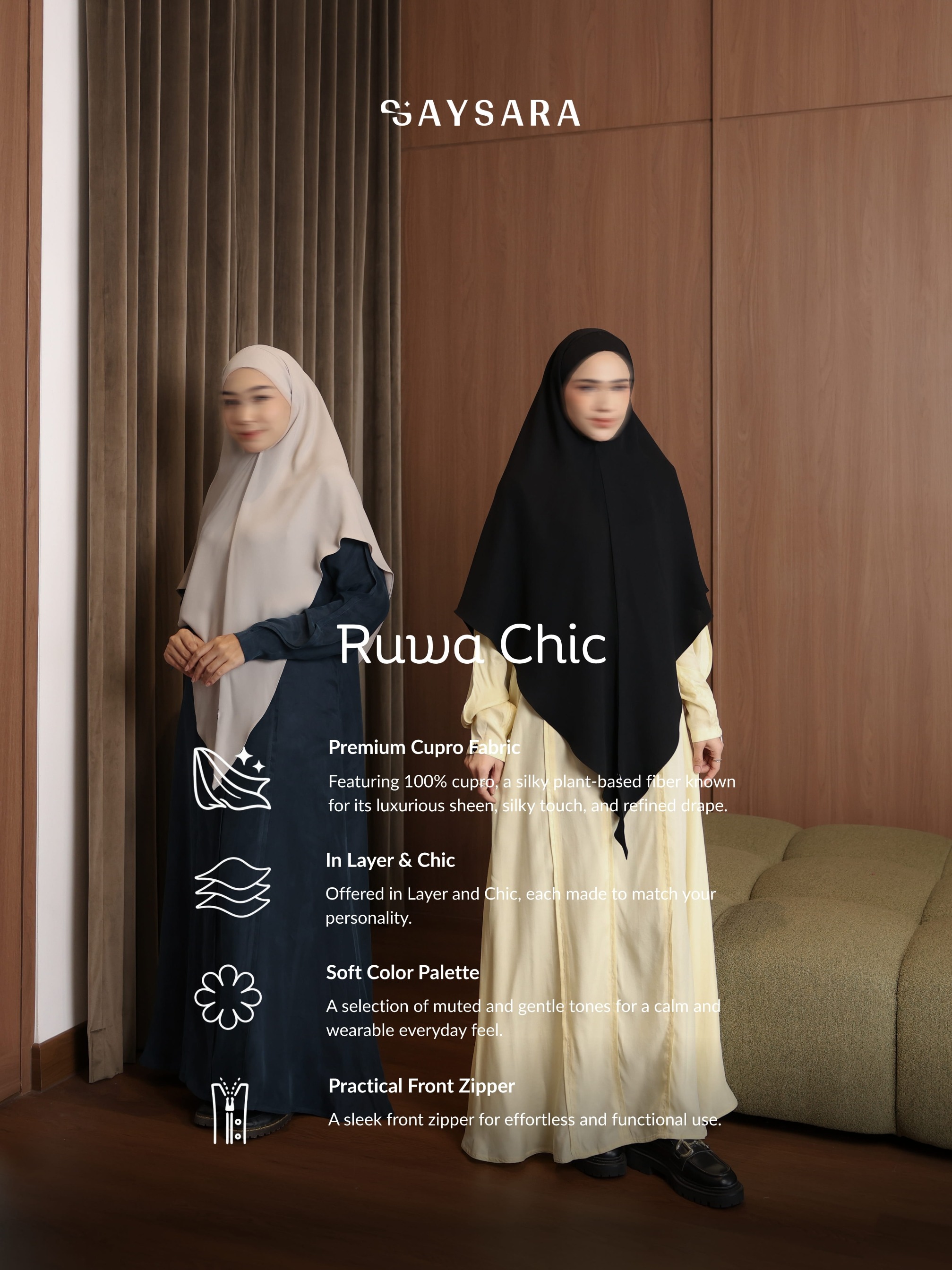 SAYSARA - Ruwa Abaya Chic With Premium Cupro Fabric