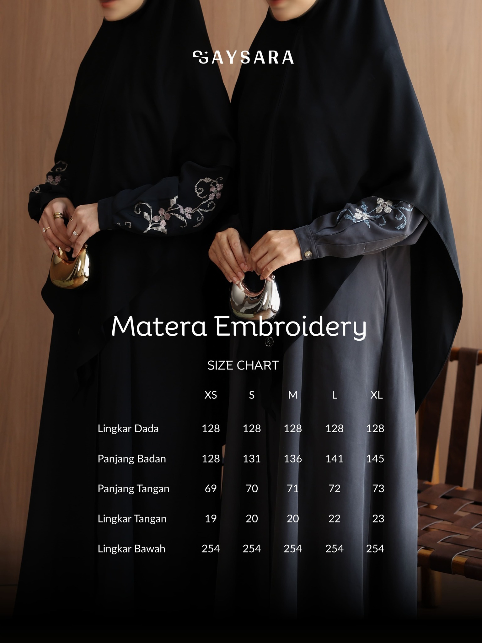 SAYSARA - Matera Embroidery Abaya Tencel Mix Cotton Premium