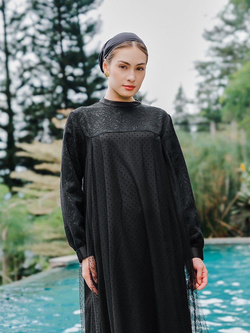AIZHA WOMEN DRESS TULLE JACQUARD