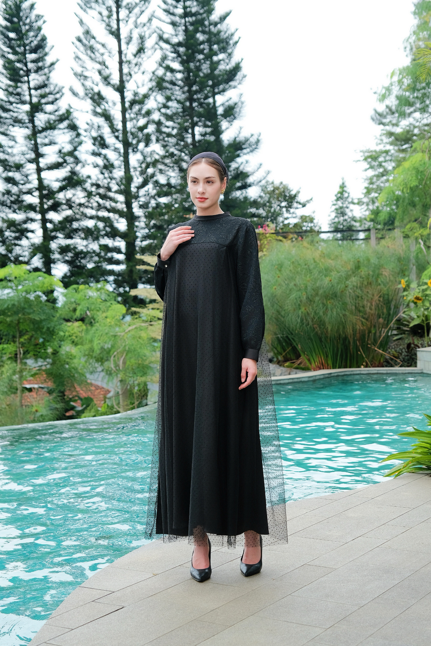 AIZHA WOMEN DRESS TULLE JACQUARD