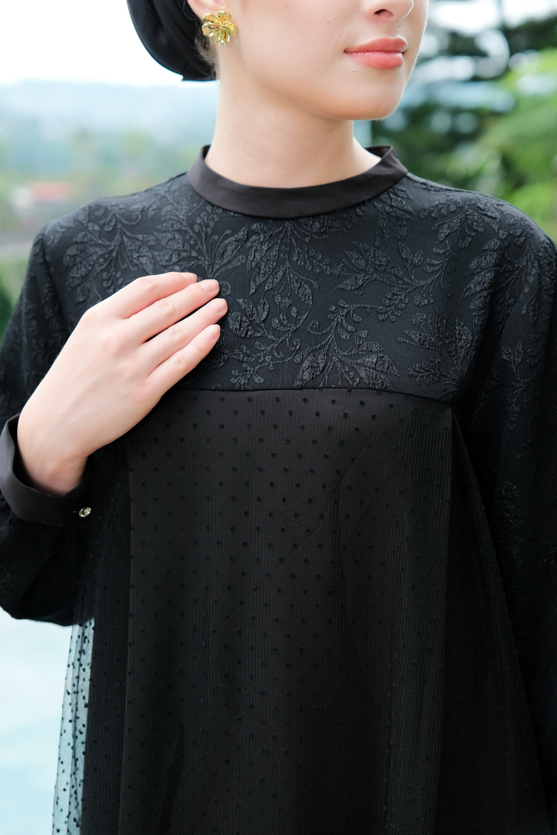AIZHA WOMEN DRESS TULLE JACQUARD