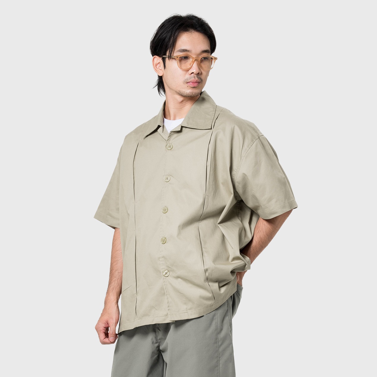 Noforty Project Oversize Pleated Short Shirt Campo