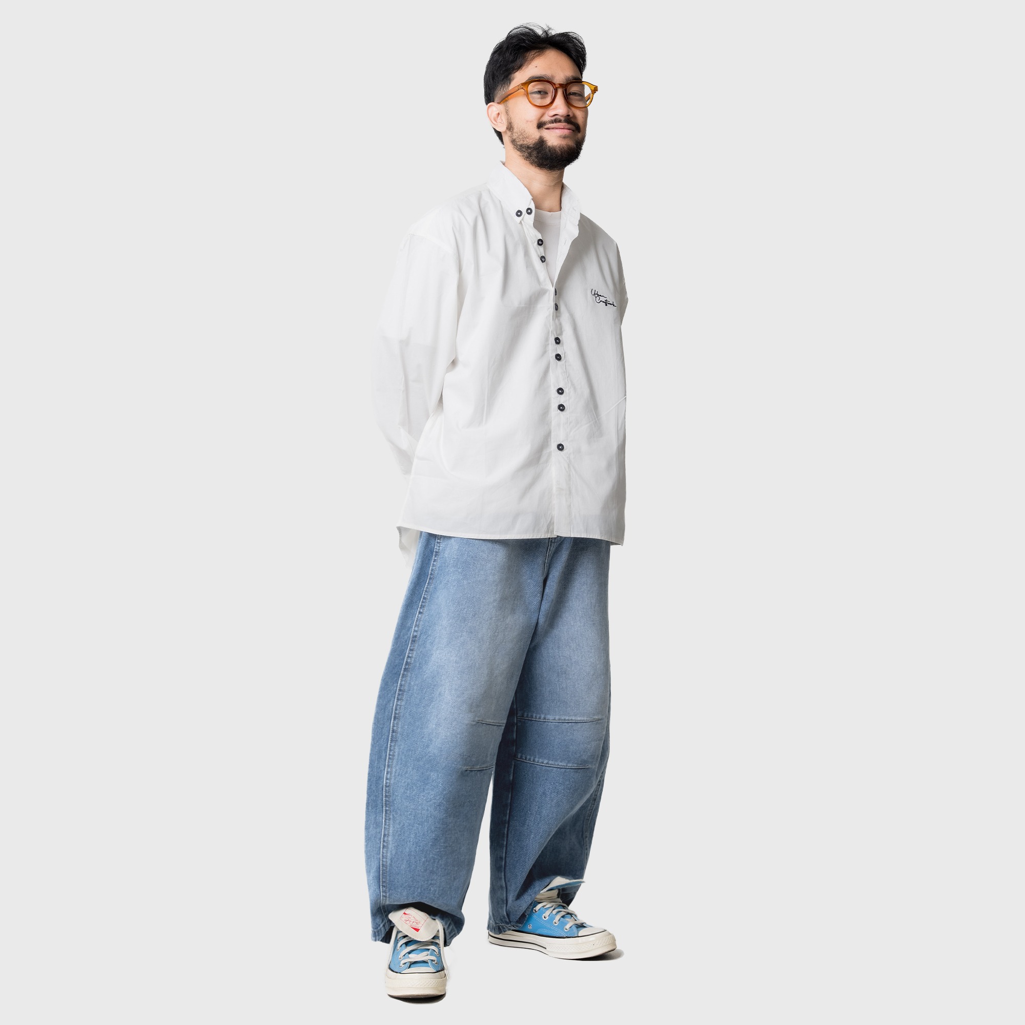 Noforty Project Barrel Long Denim Pants Morrow Blue