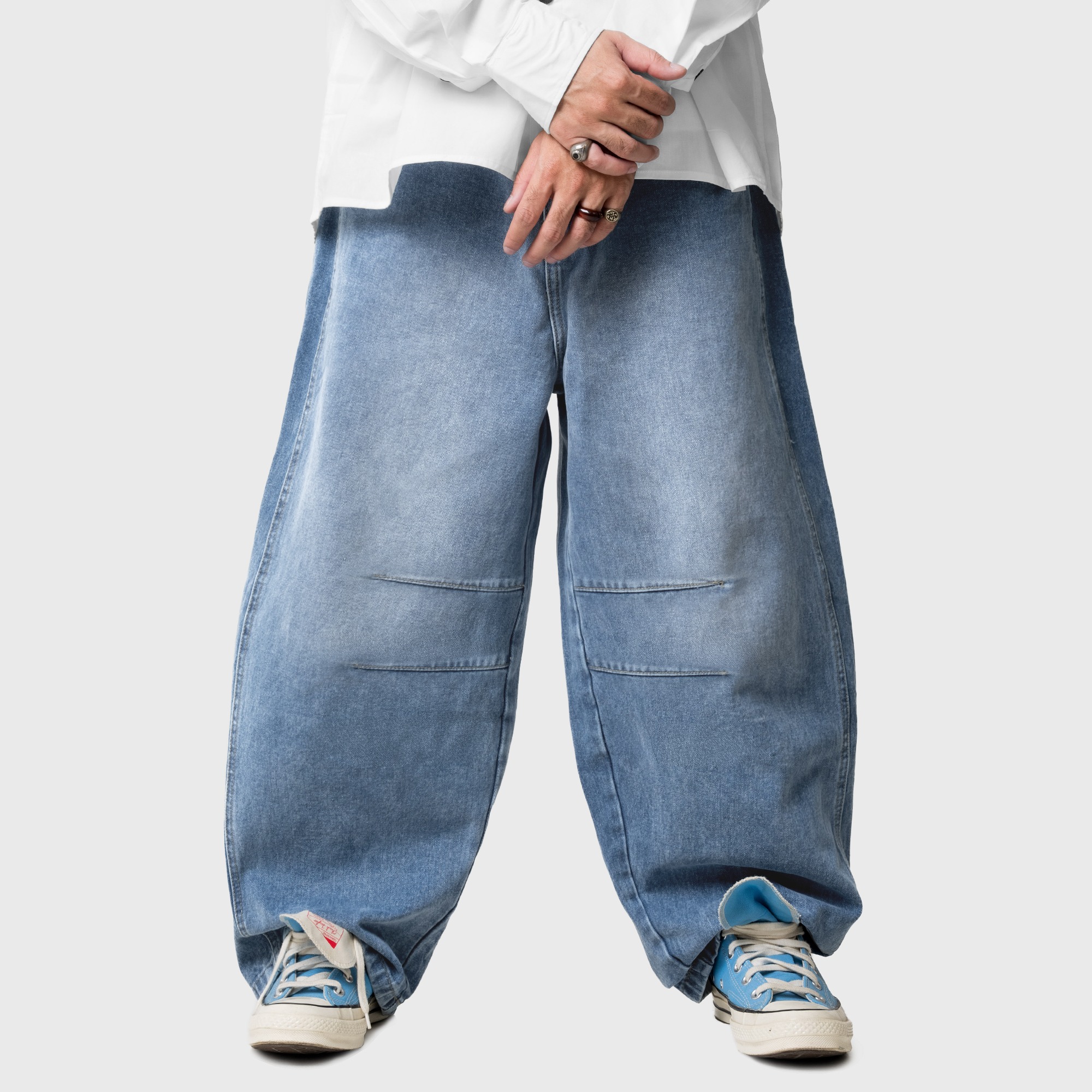Noforty Project Barrel Long Denim Pants Morrow Blue