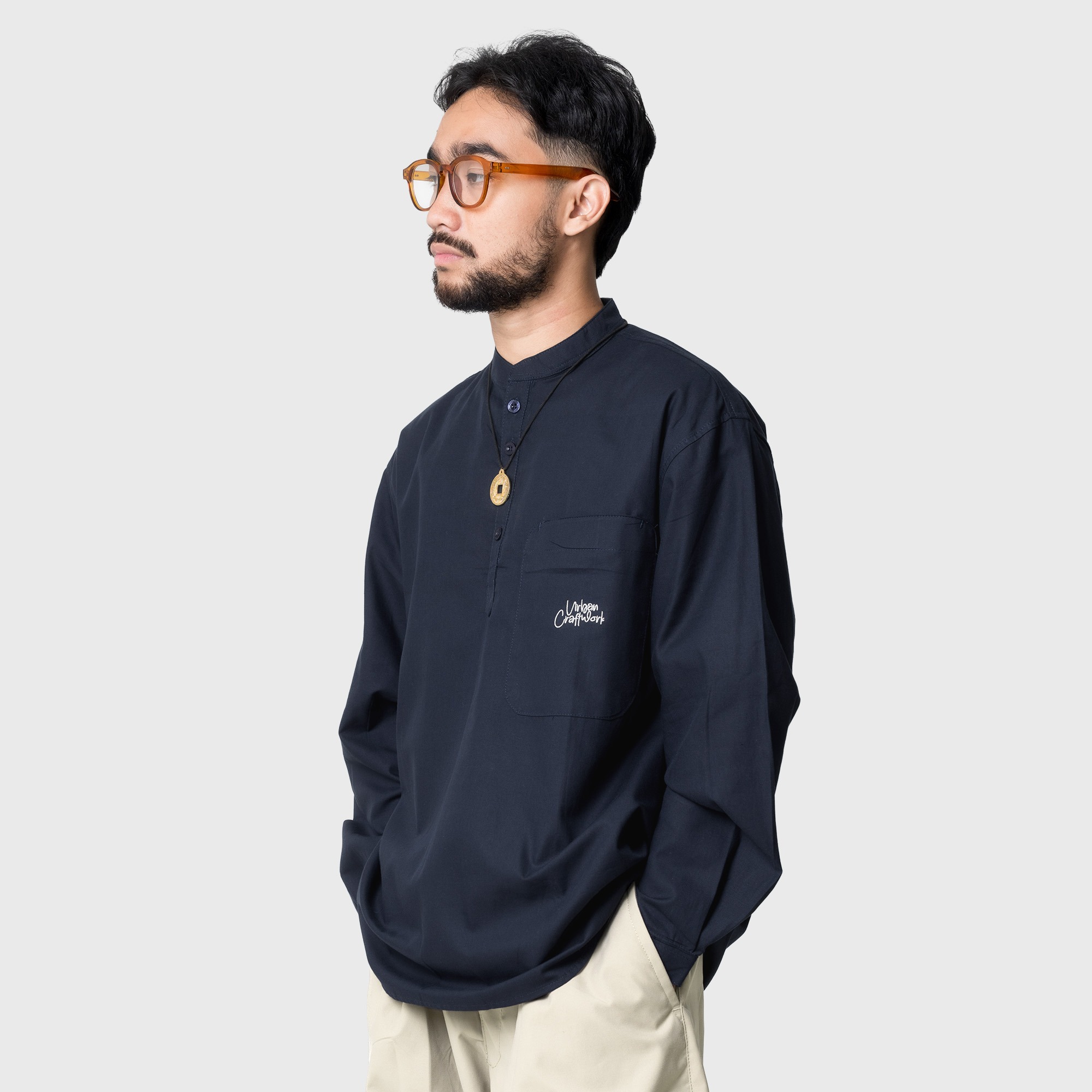 Noforty Project Oversize Long Koko Shirt Sabat Navy Blue