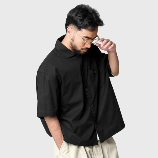 Noforty Project Oversize Boxy Short Shirt Qiro Black