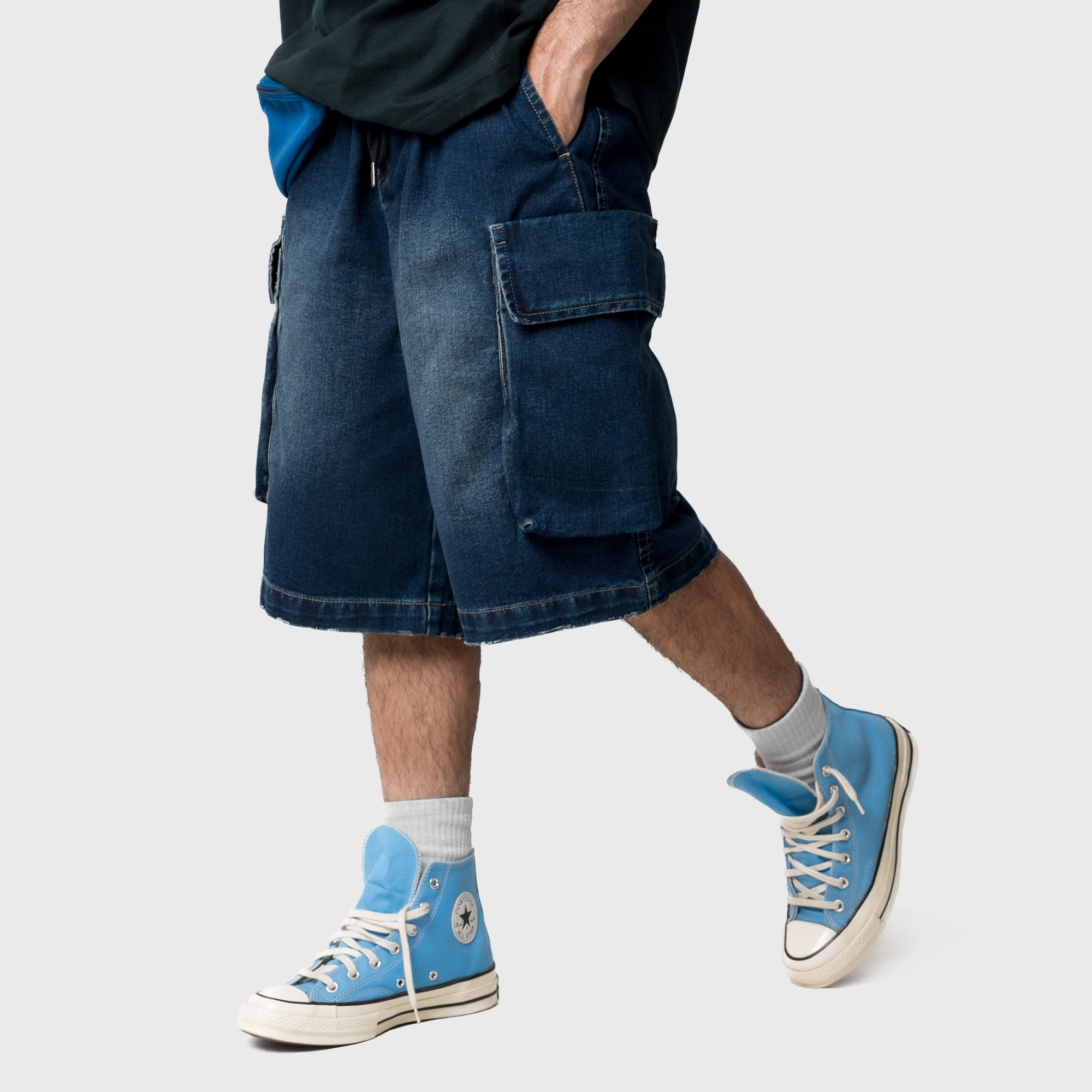 Noforty Project Jort Cargo Short Denim Pants Klays Blue