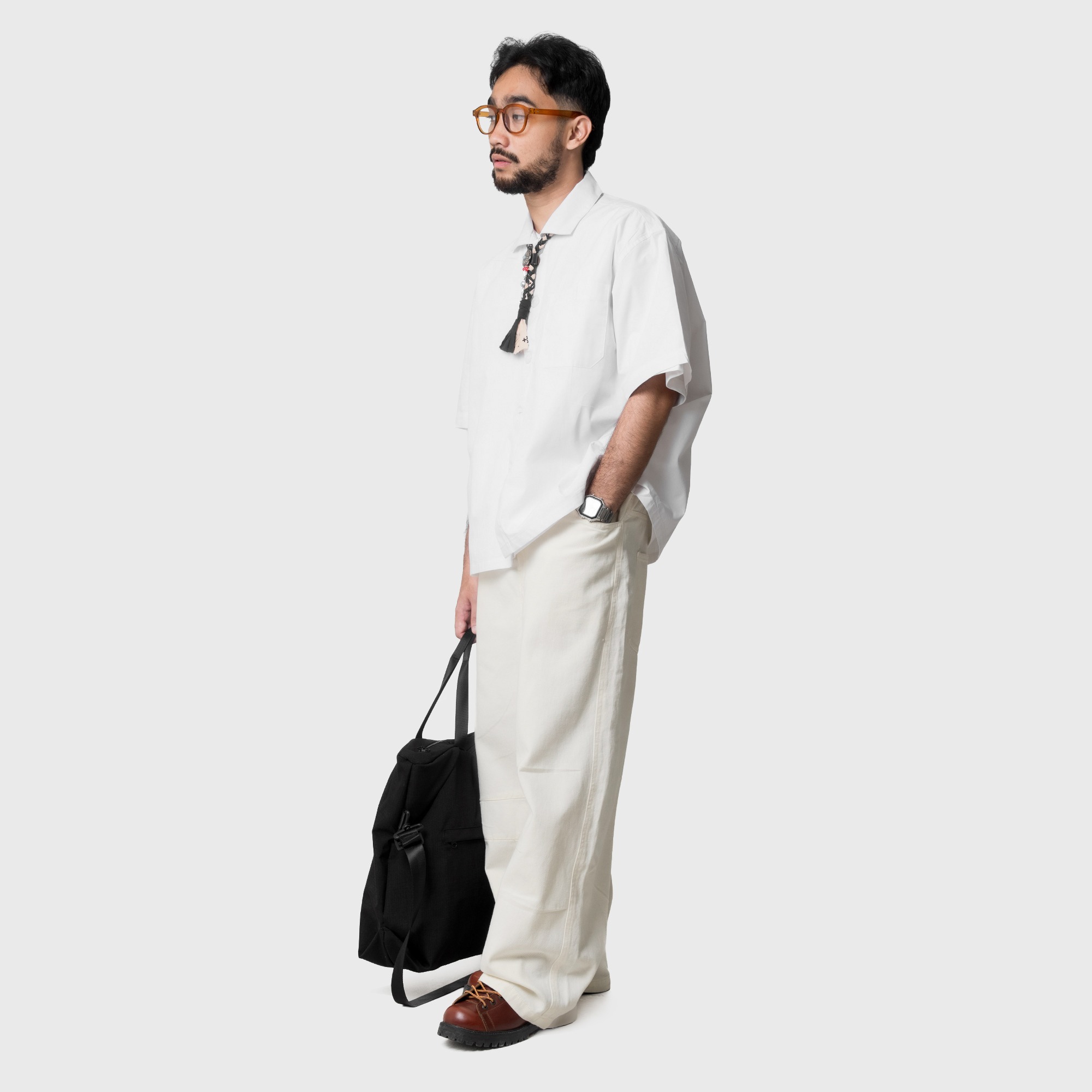 Noforty Project Oversize Boxy Short Shirt Qiro White
