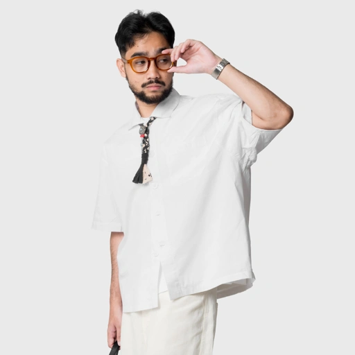 Noforty Project Oversize Boxy Short Shirt Qiro White