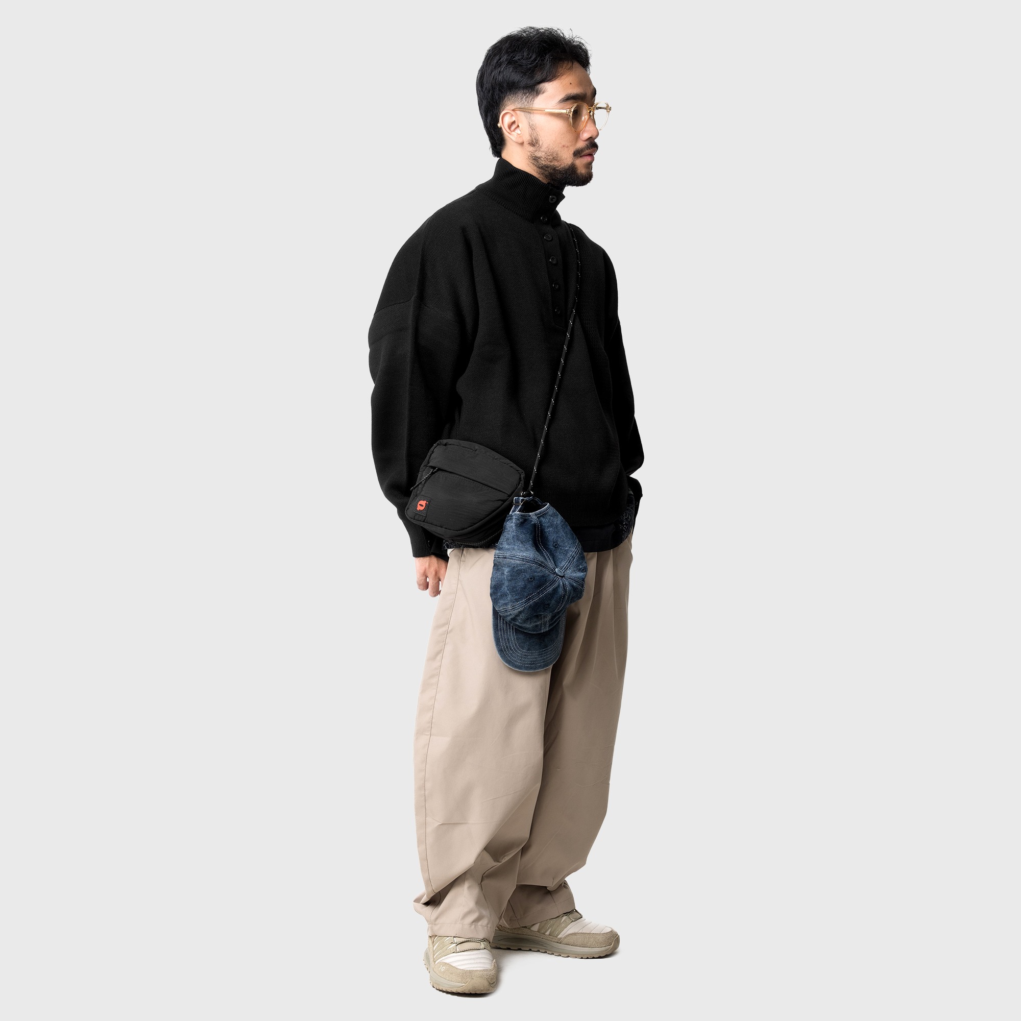 Noforty Project Oversize Knittwear Cardigan Turtleneck Enrai Black
