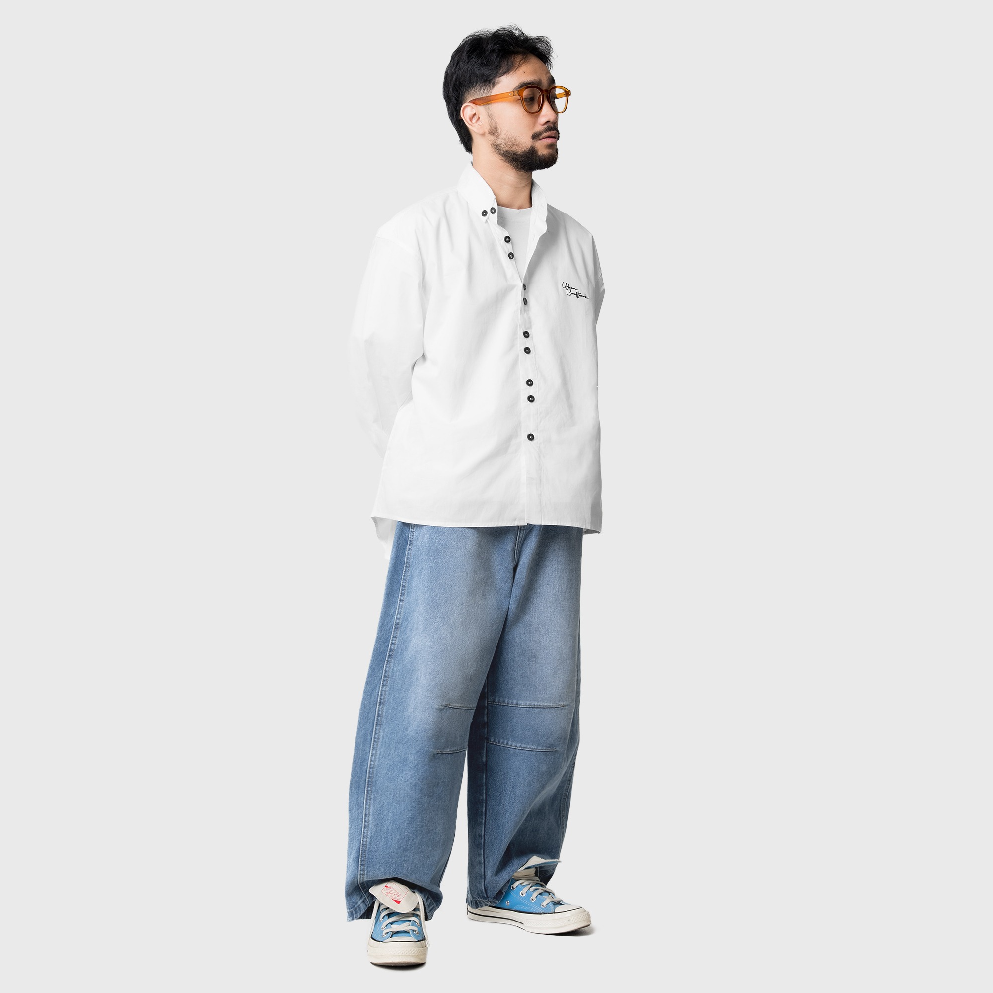 Noforty Project Oversize Boxy Long Shirt Wemby White