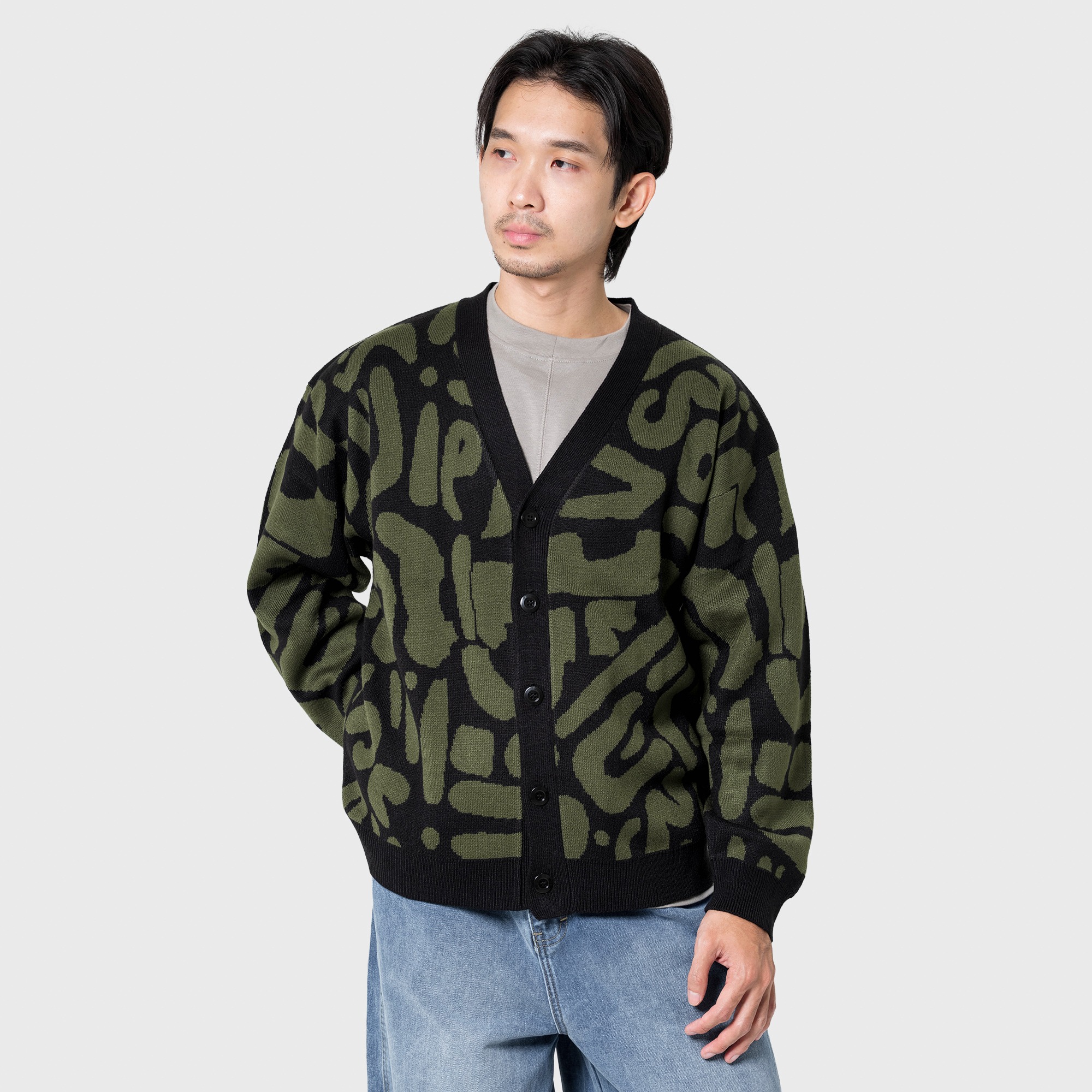Noforty Project Loose Knit Cardigan Doodle Black