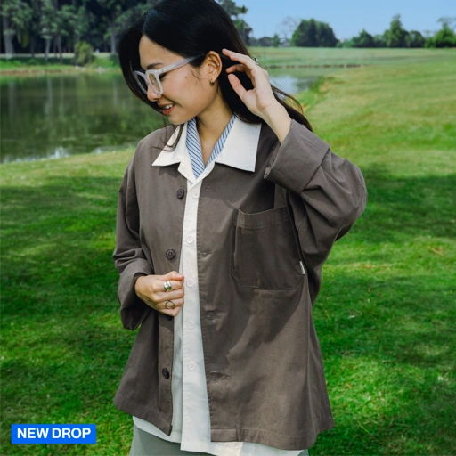 Noforty Project Oversize Colarless Long Shirt Nami Dark Grey