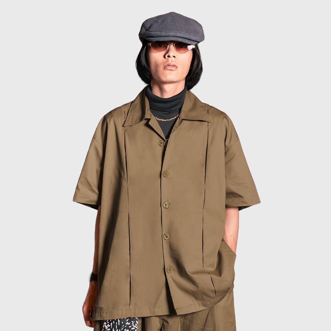 Noforty Project Oversize Pleated Short Shirt Campo