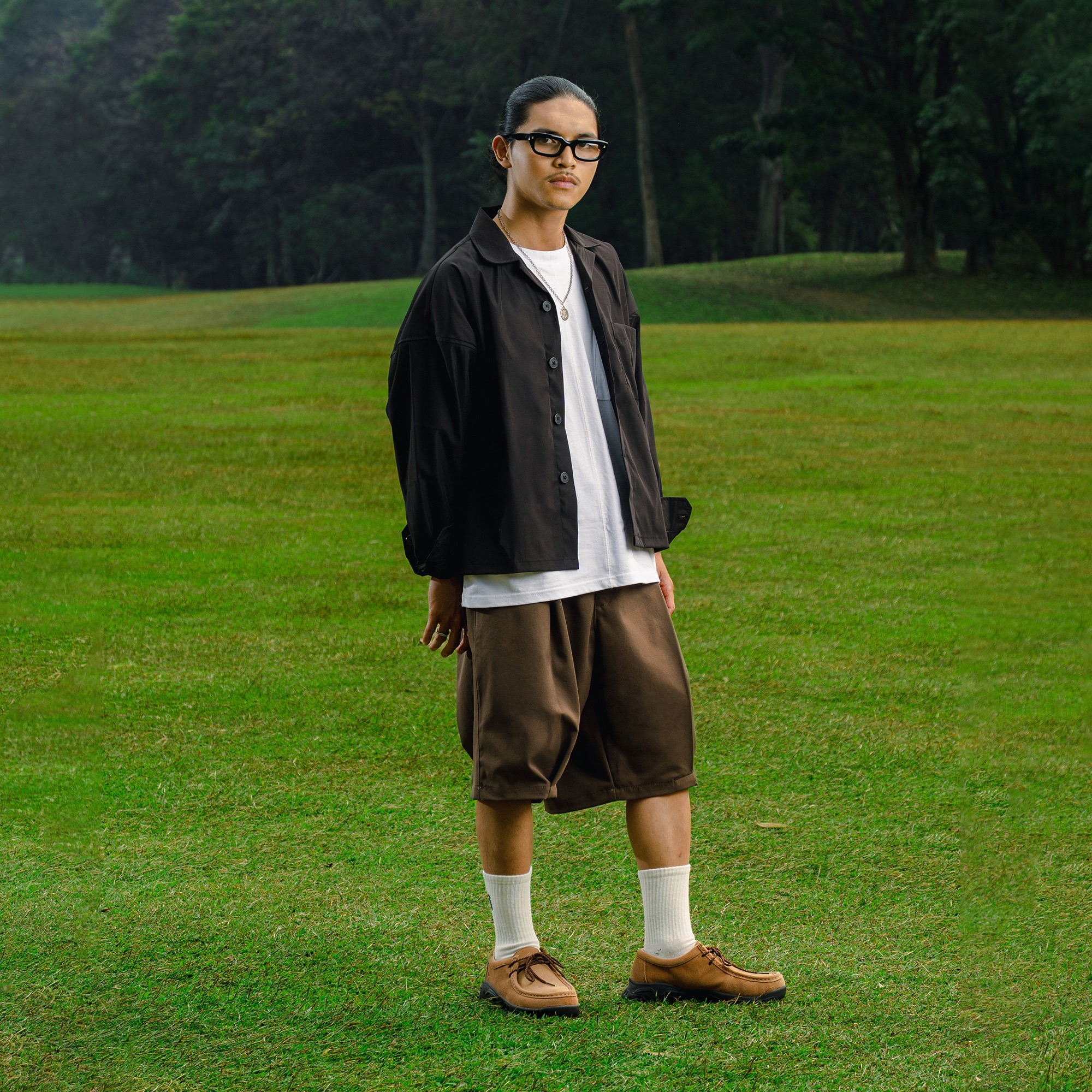 Noforty Project Oversize Loose Bowling Long Shirt Damian Black