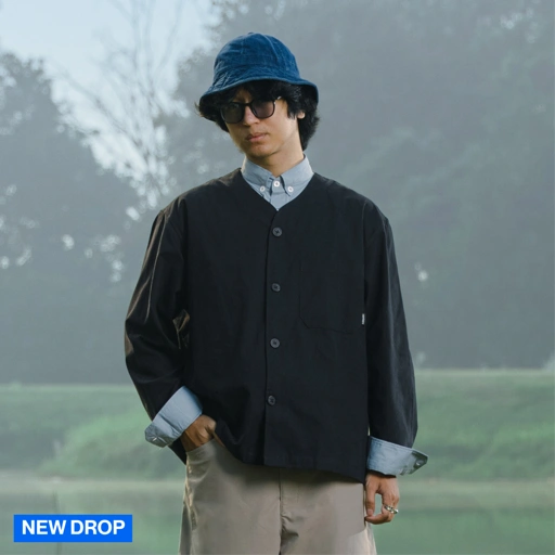 Noforty Project Oversize Colarless Long Shirt Nami Black