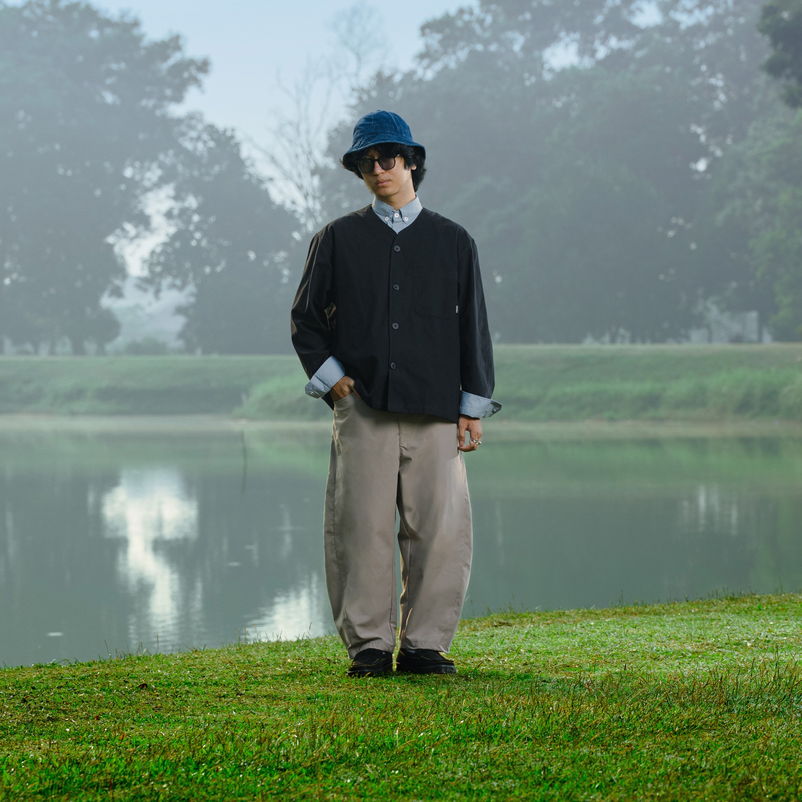 Noforty Project Oversize Colarless Long Shirt Nami Black