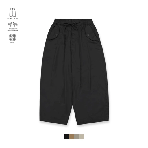 Image of Noforty Project Balloon Angkle Pants Campony Black