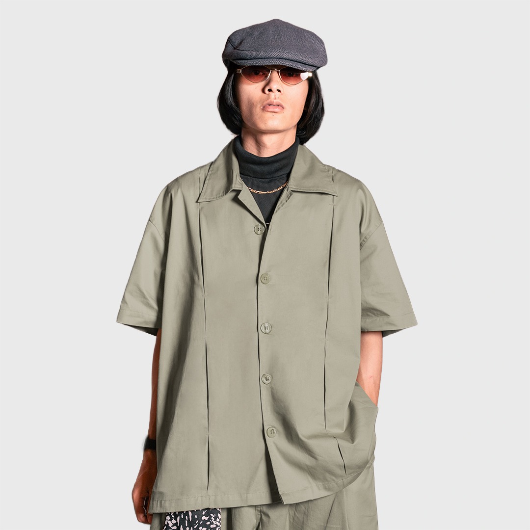 Noforty Project Oversize Pleated Short Shirt Campo