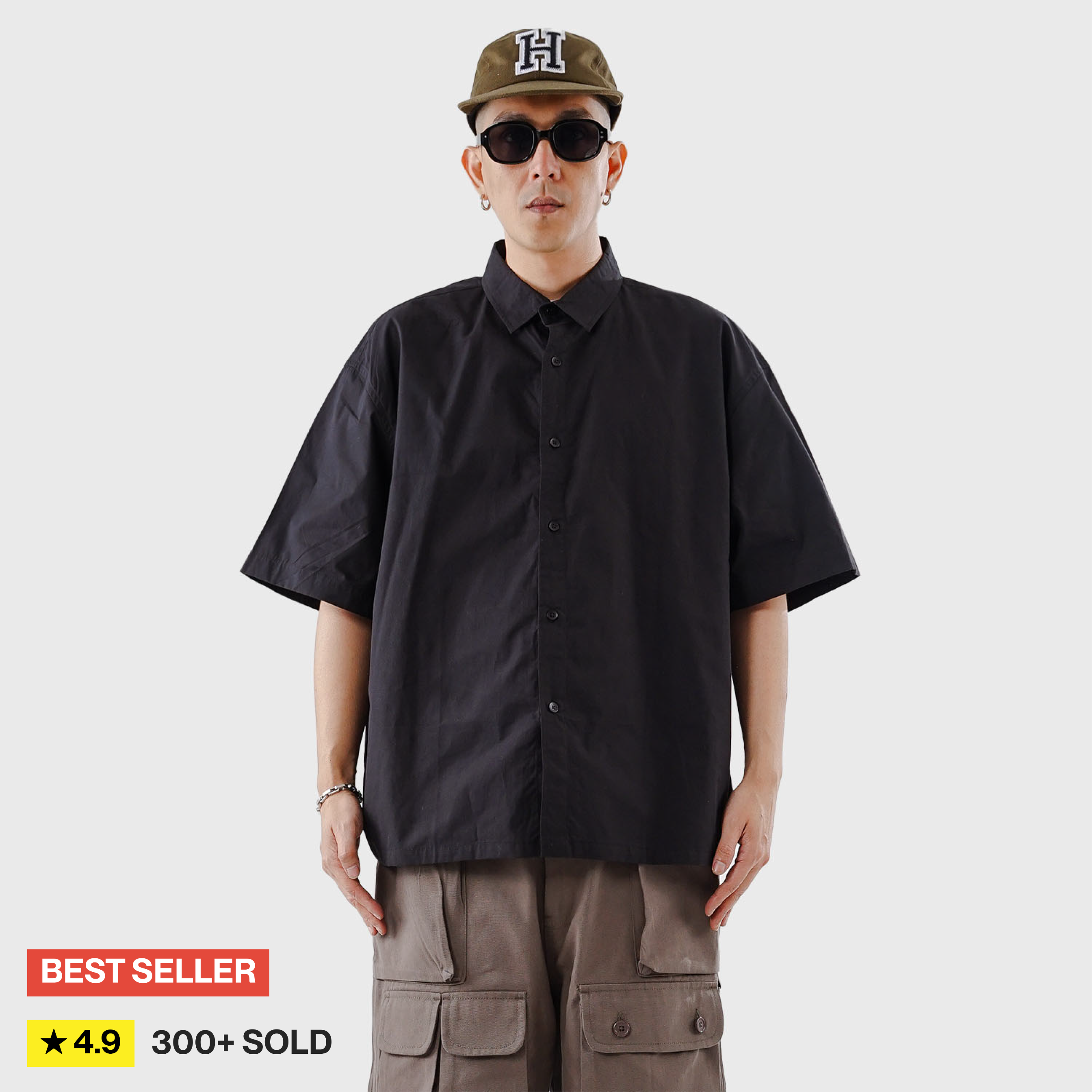 Noforty Project Oversize Wide Boxy Short Shirt Alba Black