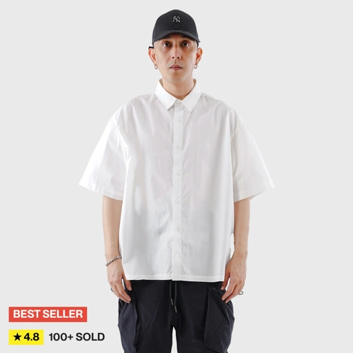 Noforty Project Oversize Wide Boxy Short Shirt Alba White
