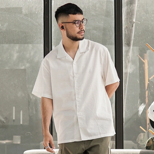 Noforty Kemeja Bowling Oversize Hila White