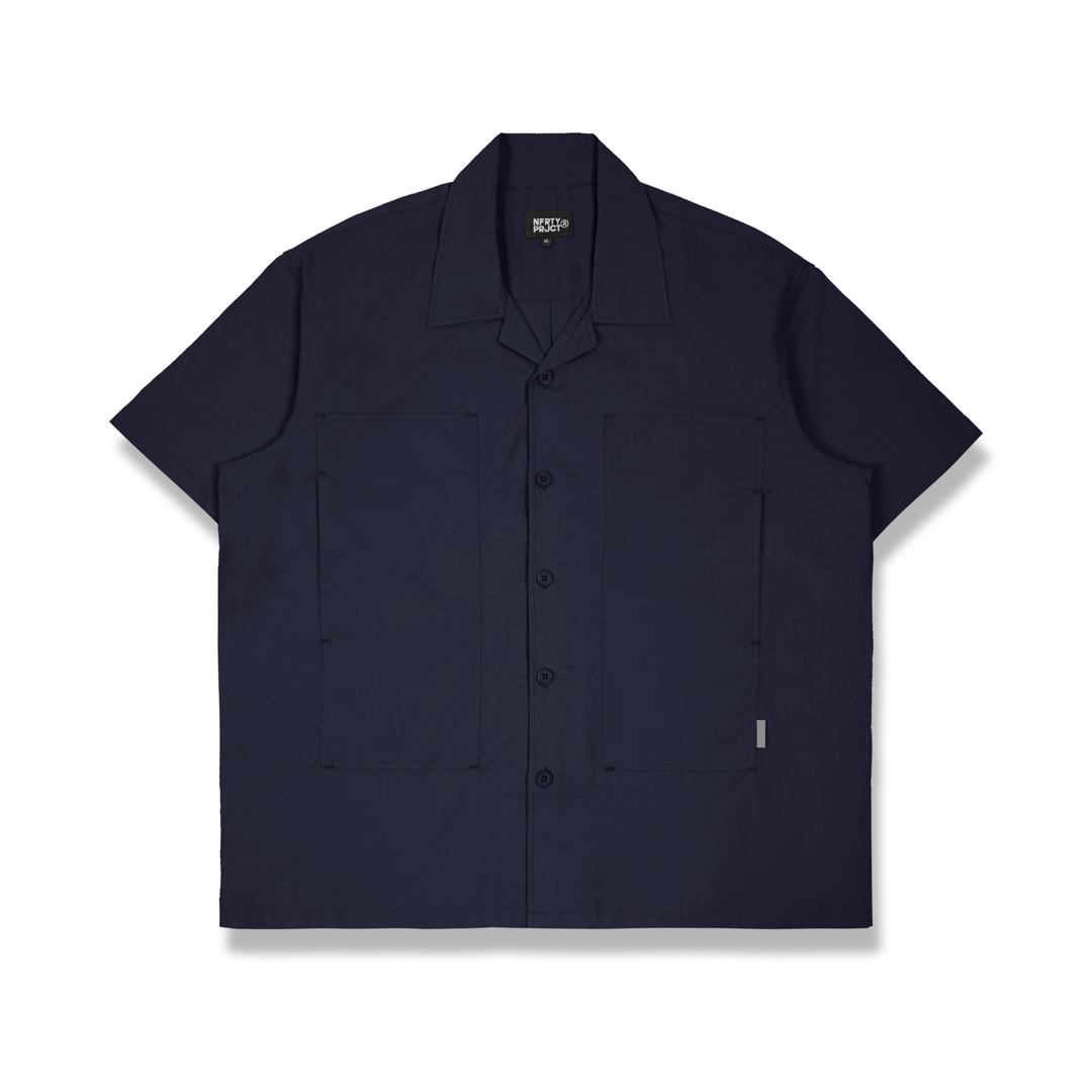 Kemeja Bowling Oversize Yaba Shirt Navy Blue