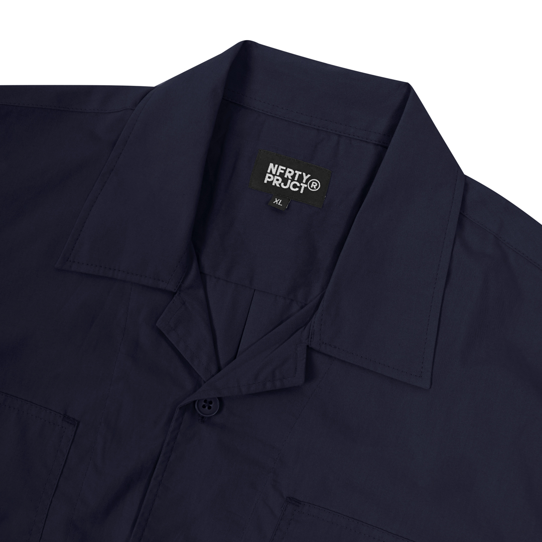Kemeja Bowling Oversize Yaba Shirt Navy Blue
