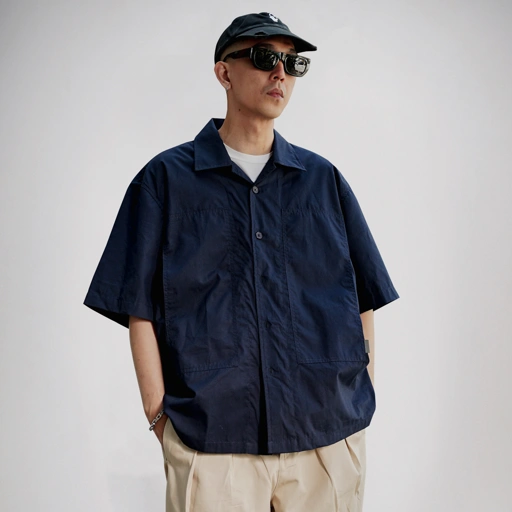 Image of Kemeja Bowling Oversize Yaba Shirt Navy Blue