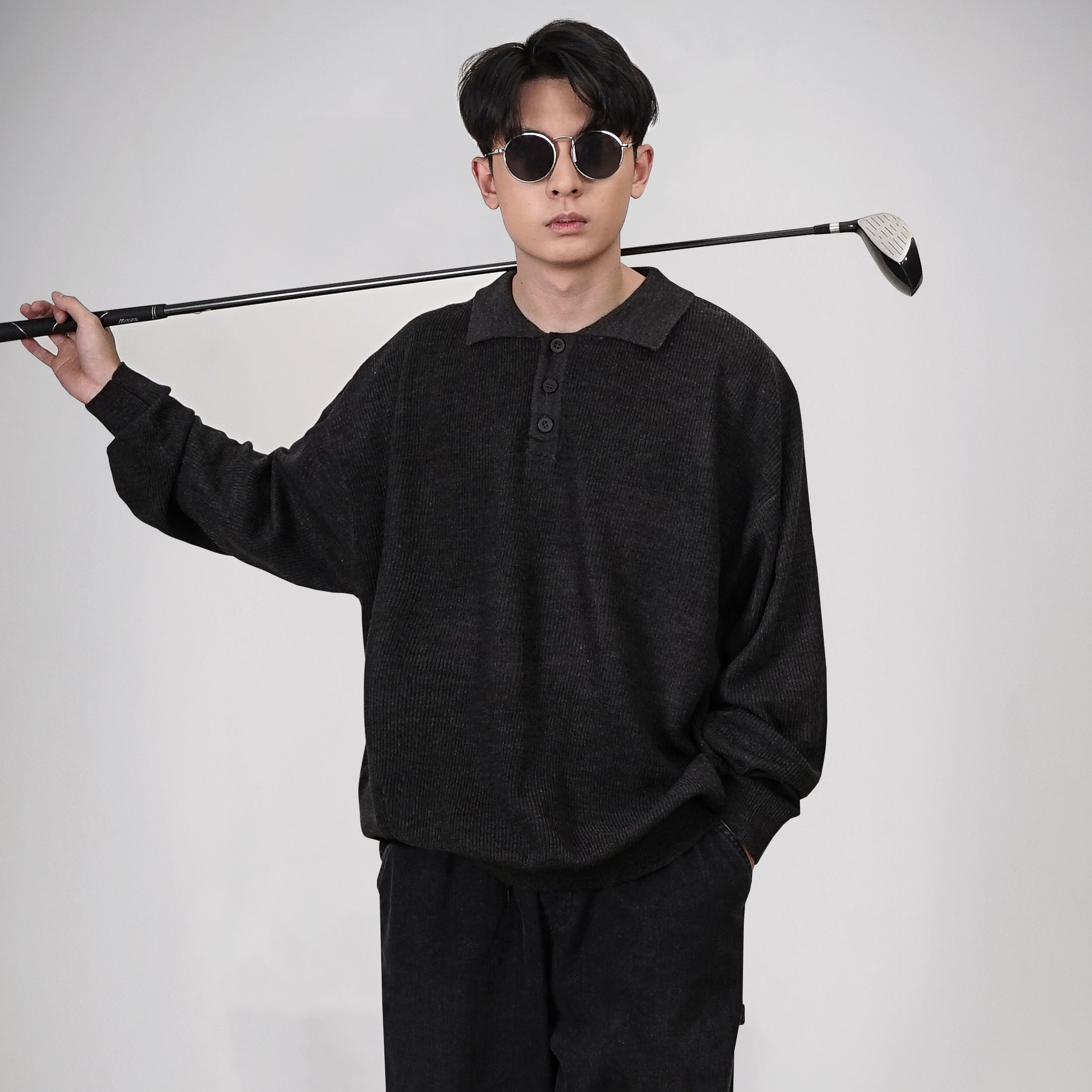 Noforty Project Loose Knit Sweater Katou Dark Grey