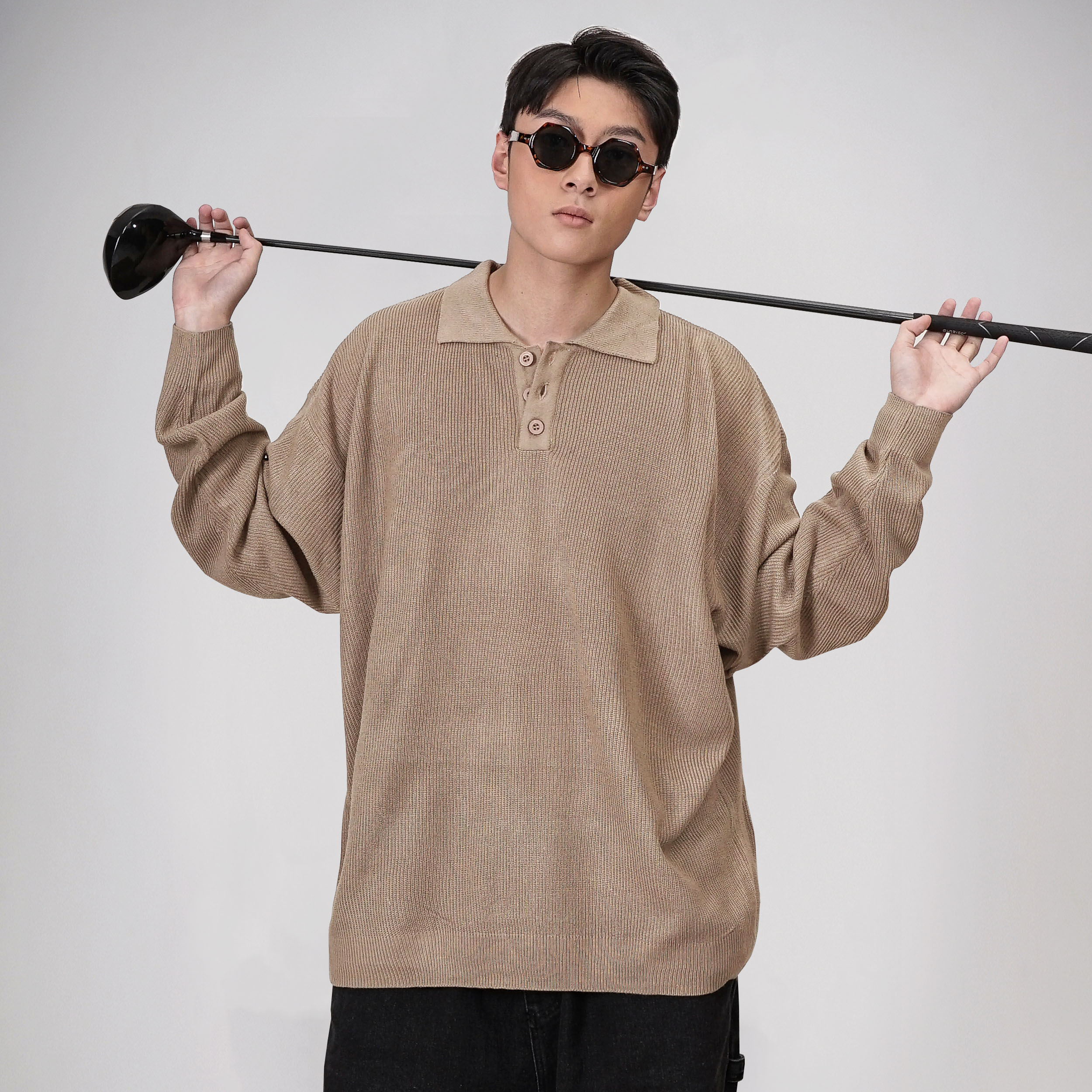 Noforty Project Loose Knit Sweater Katou Brown